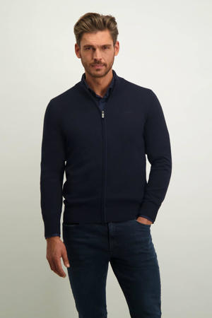 fijngebreid vest donkerblauw