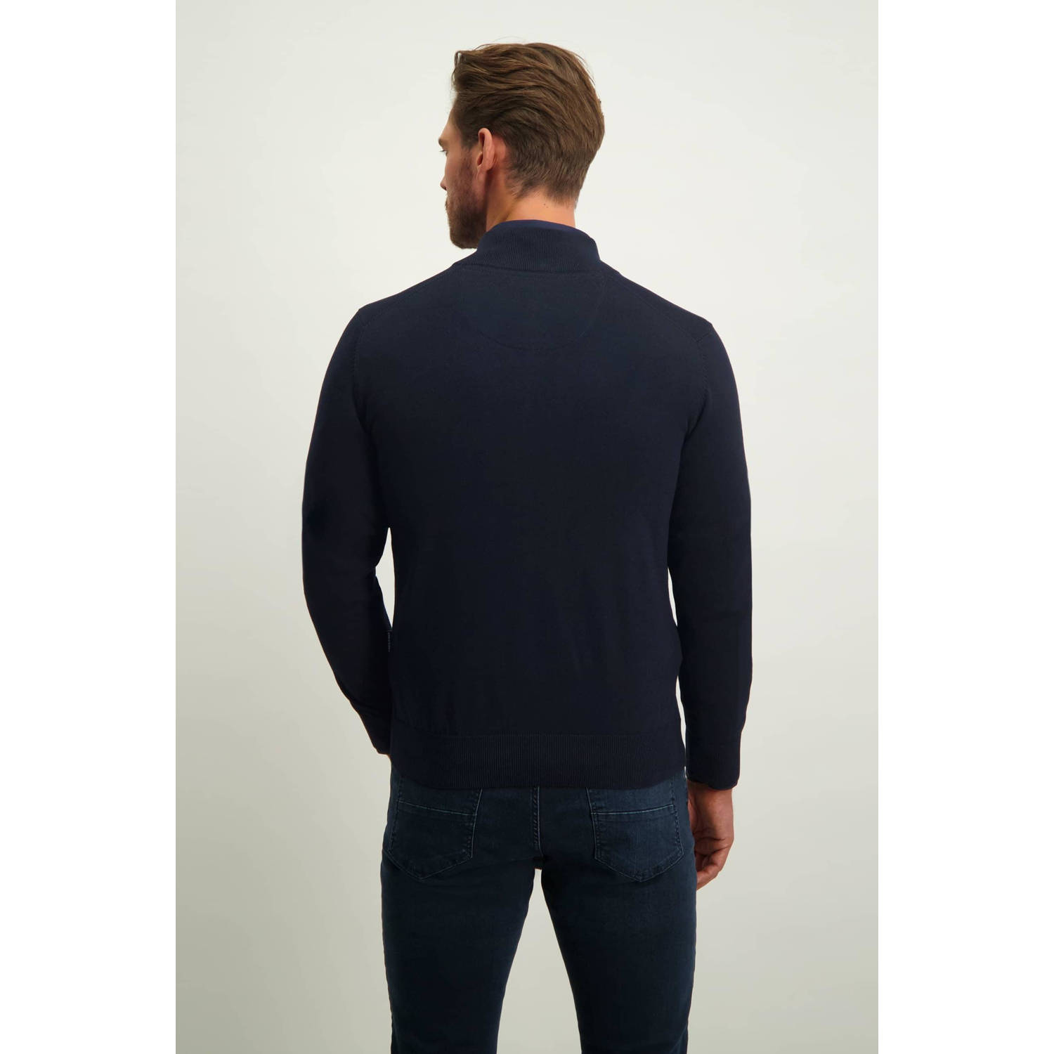 State of Art fijngebreid vest donkerblauw
