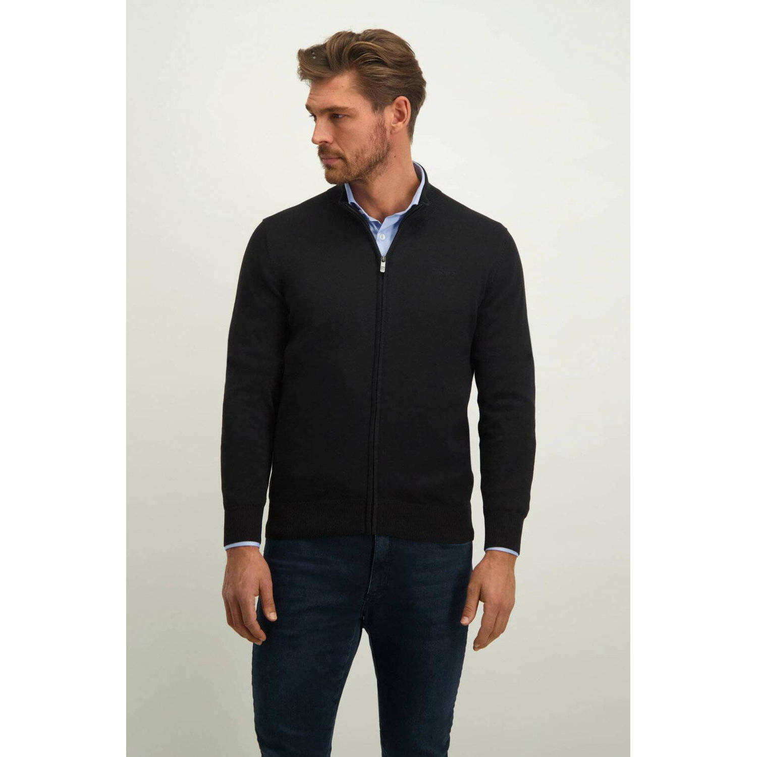 State of Art fijngebreid vest zwart