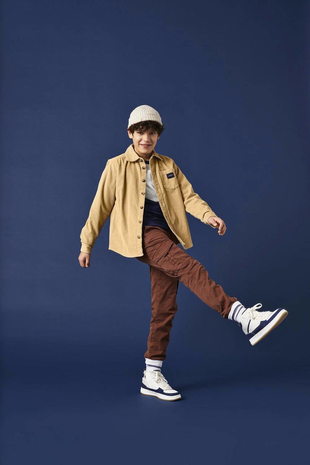 Donkerblauwe jongens KIDS ONLY BOY cargobroek van stretchkatoen met relaxed, regular waist en effen