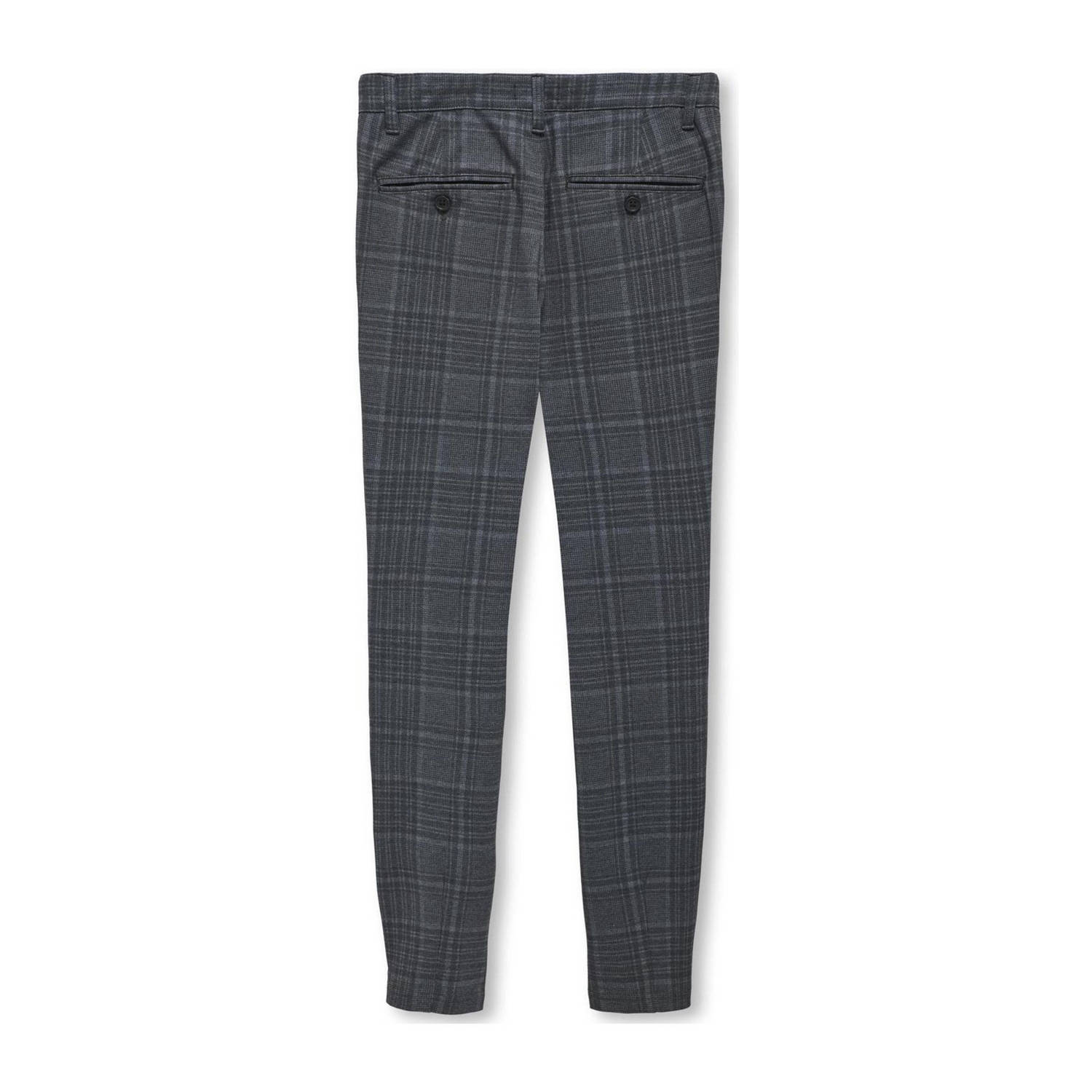 ONLY KIDS BOY geruite tapered fit broek KOBMARK donkerblauw