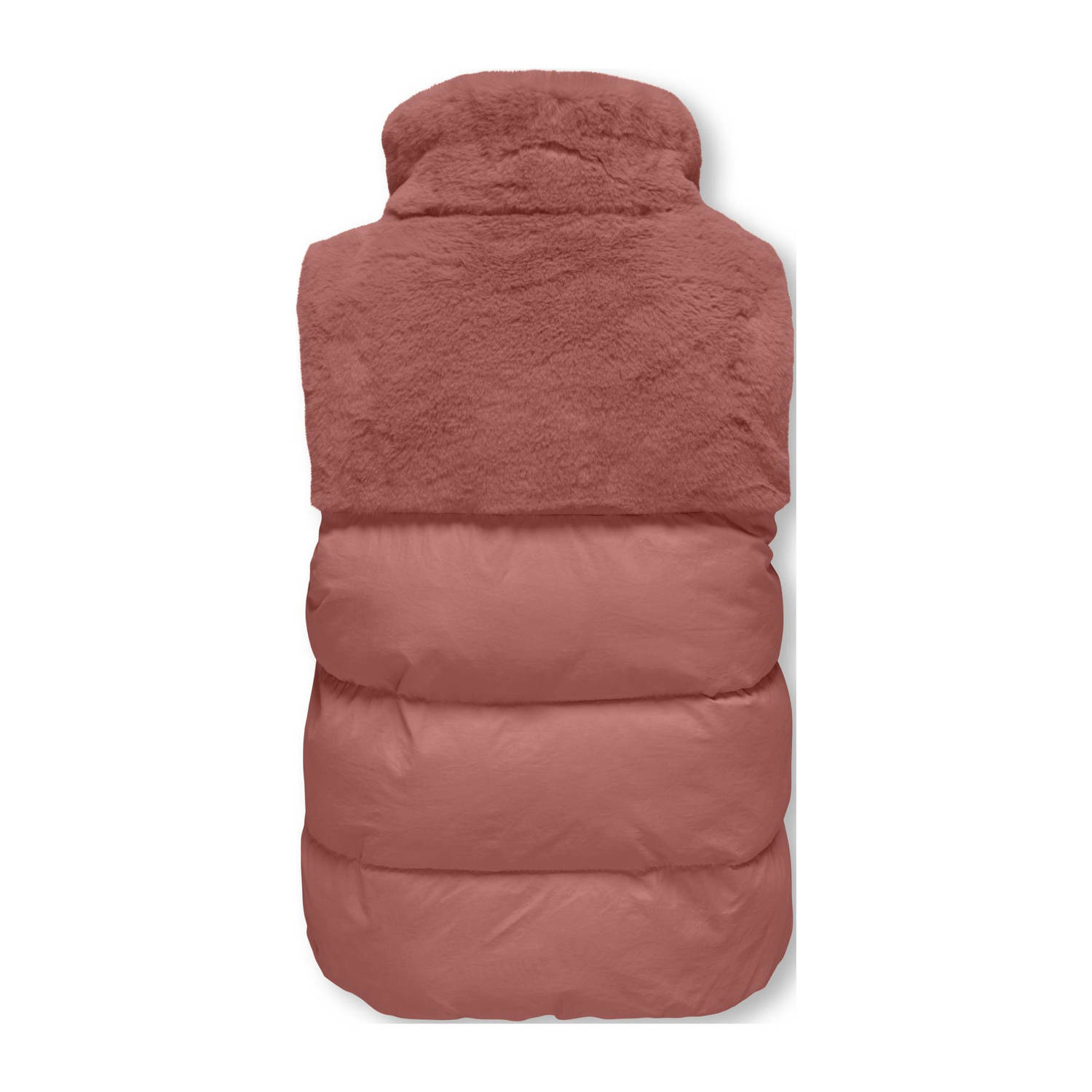 ONLY KIDS GIRL imitatiebont bodywarmer KOGWANJA lichtrood