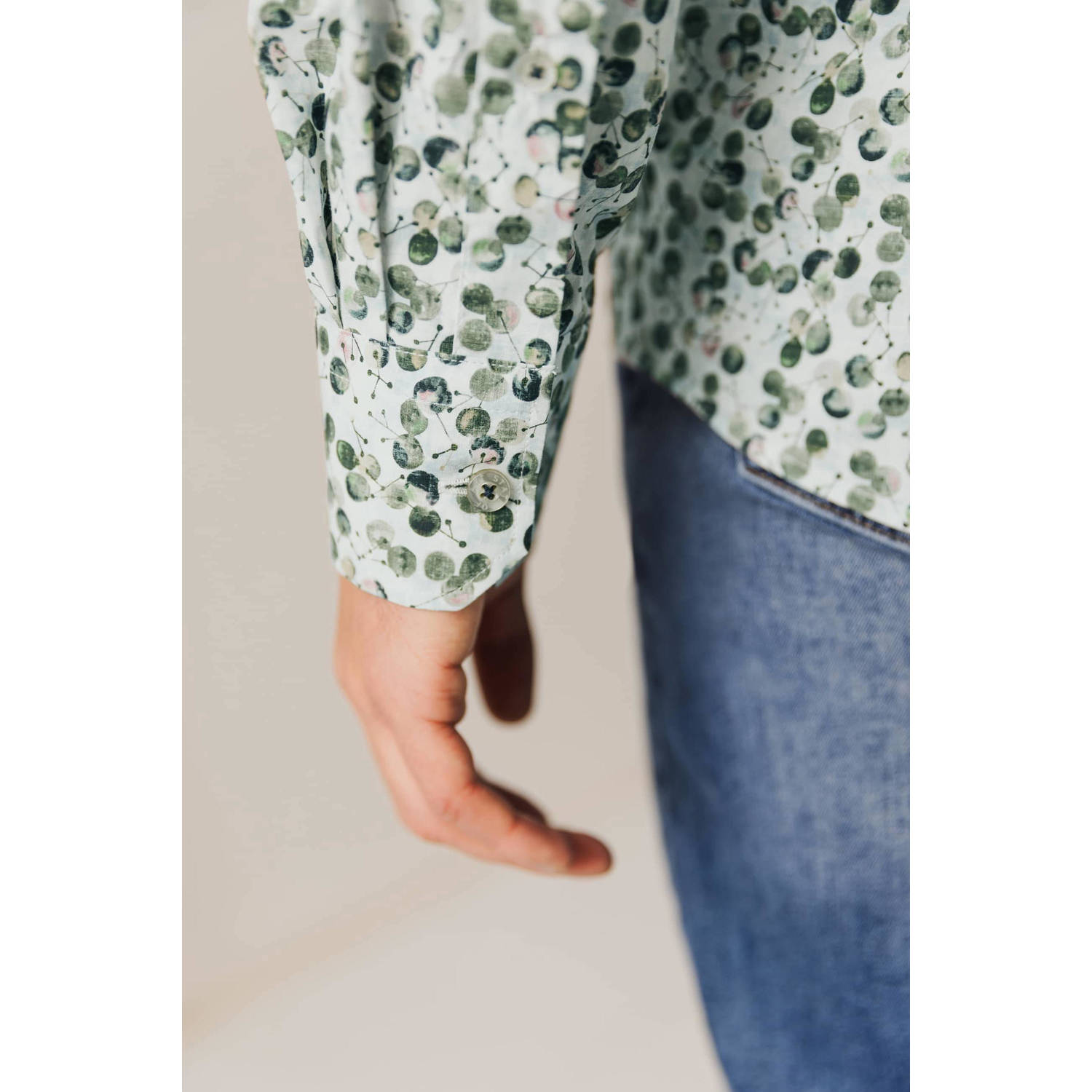State of Art regular fit overhemd met all over print groen