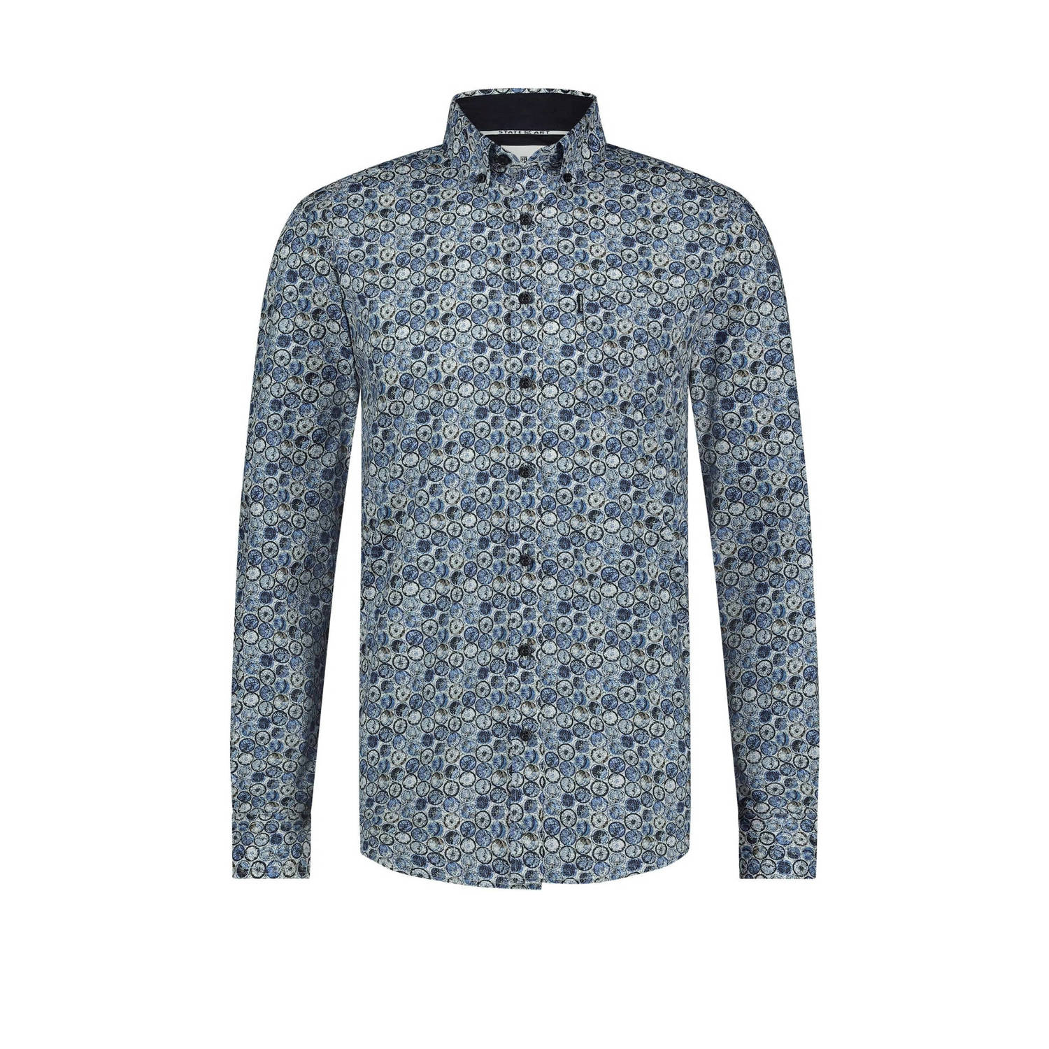 State of Art regular fit overhemd met all over print blauw