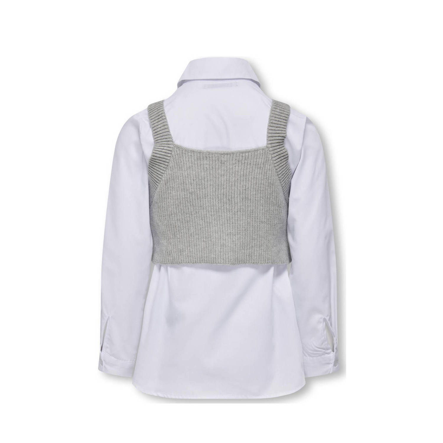 ONLY KIDS GIRL blouse met cropped spencer KOGZOE wit grijs