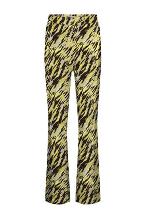 flared broek KOGPAIGE met all over print geel/zwart