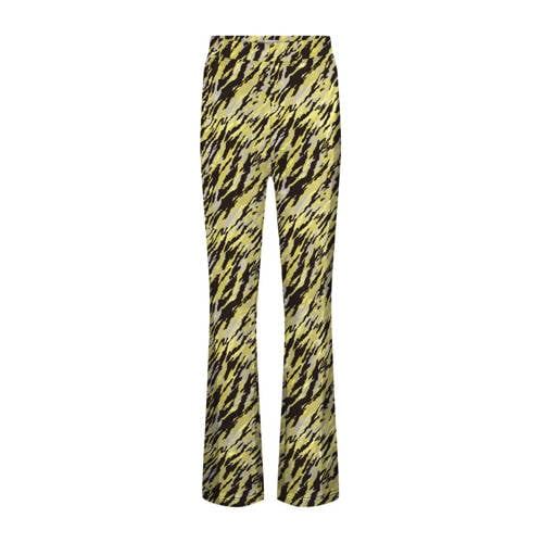 KIDS ONLY GIRL flared broek KOGPAIGE met all over print geel/zwart afbeelding