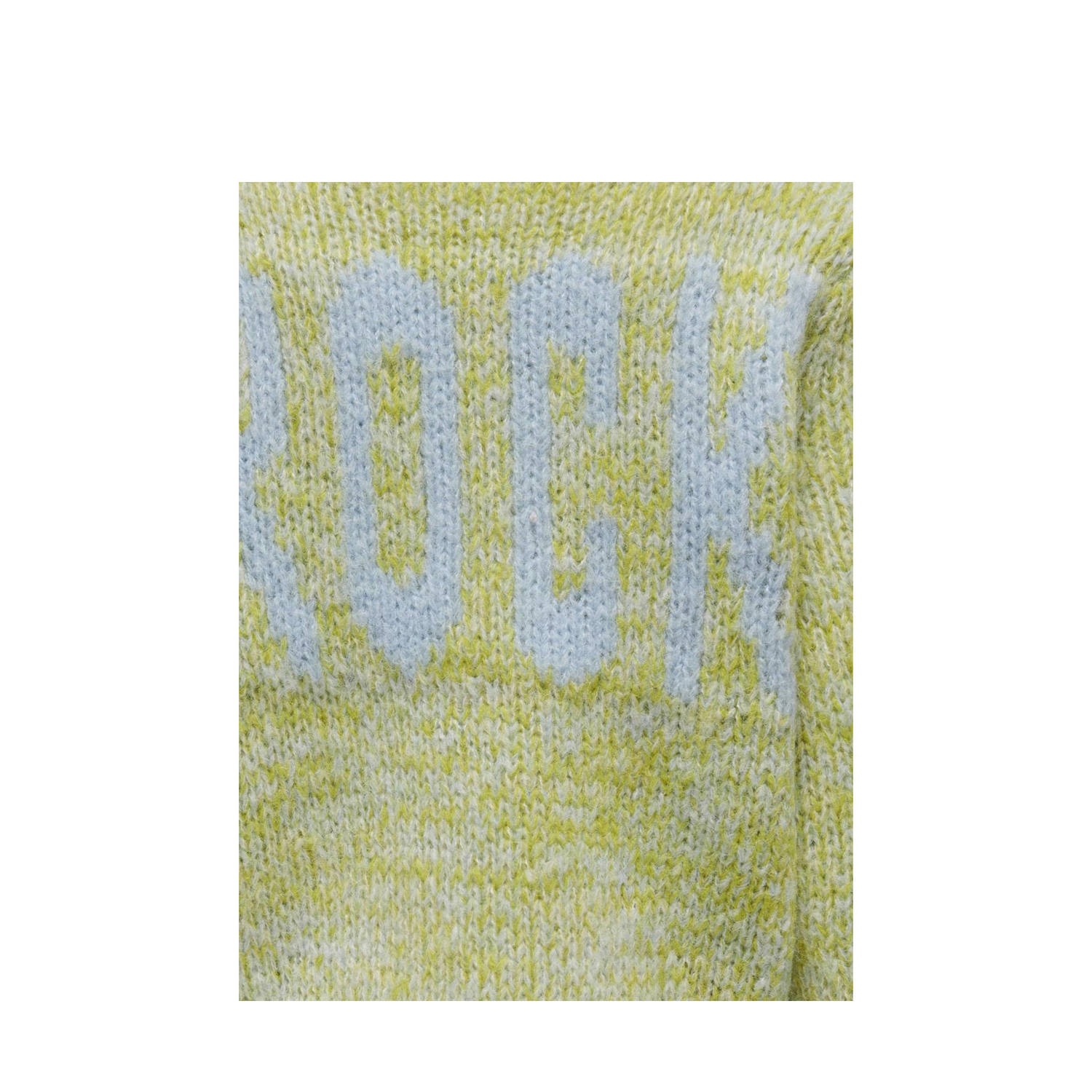 ONLY KIDS GIRL gebreid vest KOGALLYSSA LIFE met backprint geel