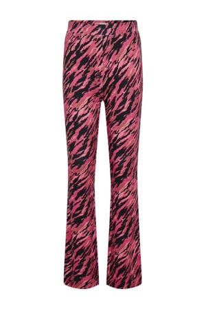 flared broek KOGPAIGE met all over print donkerroze/zwart