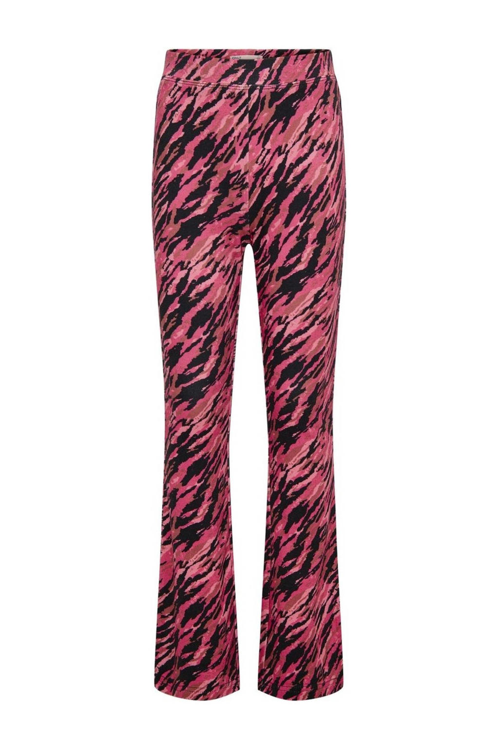 Roze en zwarte meisjes KIDS ONLY GIRL flared broek donkerroze van viscose met regular waist en elastische tailleband