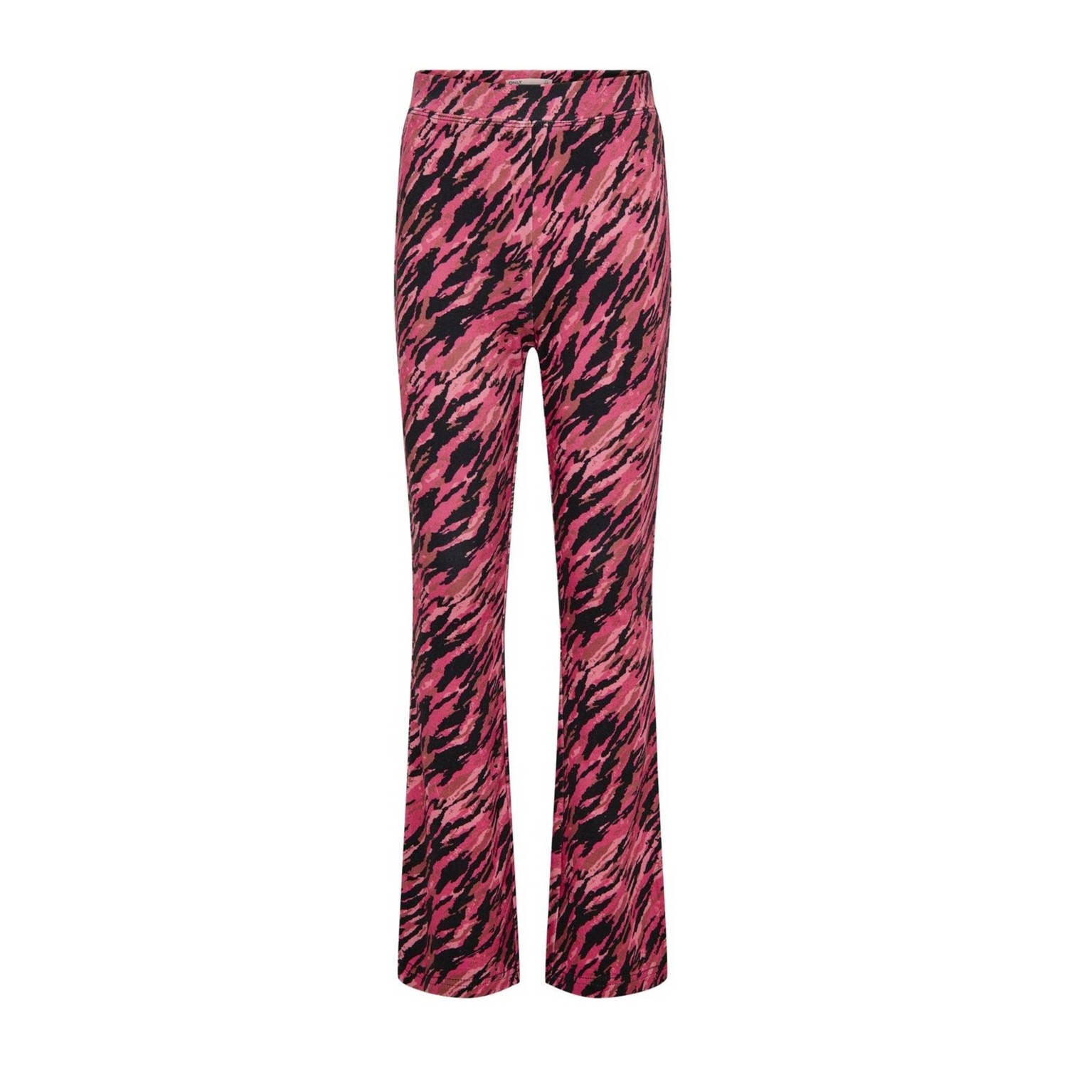 ONLY KIDS GIRL flared broek KOGPAIGE met all over print donkerroze zwart