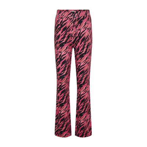 KIDS ONLY GIRL flared broek KOGPAIGE met all over print donkerroze/zwart afbeelding
