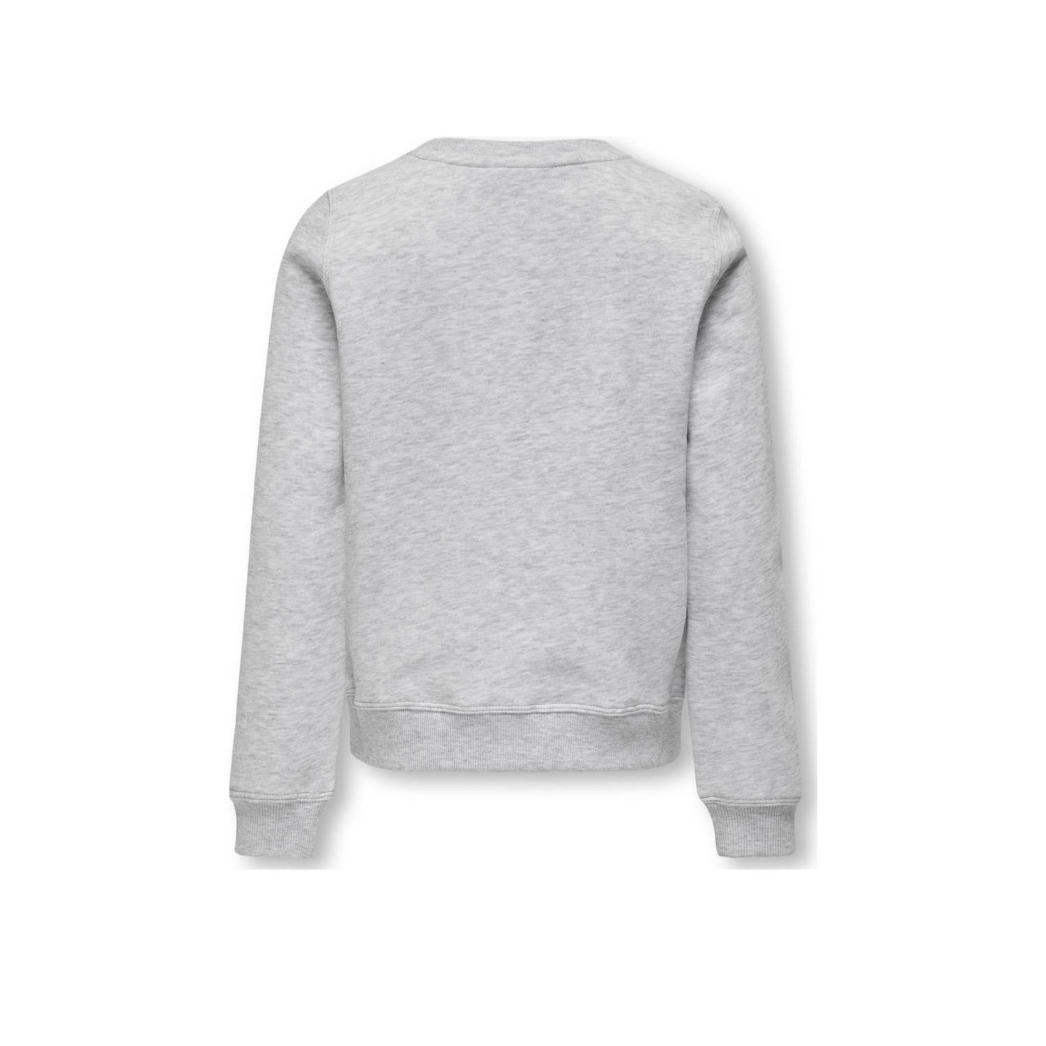 ONLY KIDS GIRL sweater KOGSANNE met tekst lichtgrijs melange