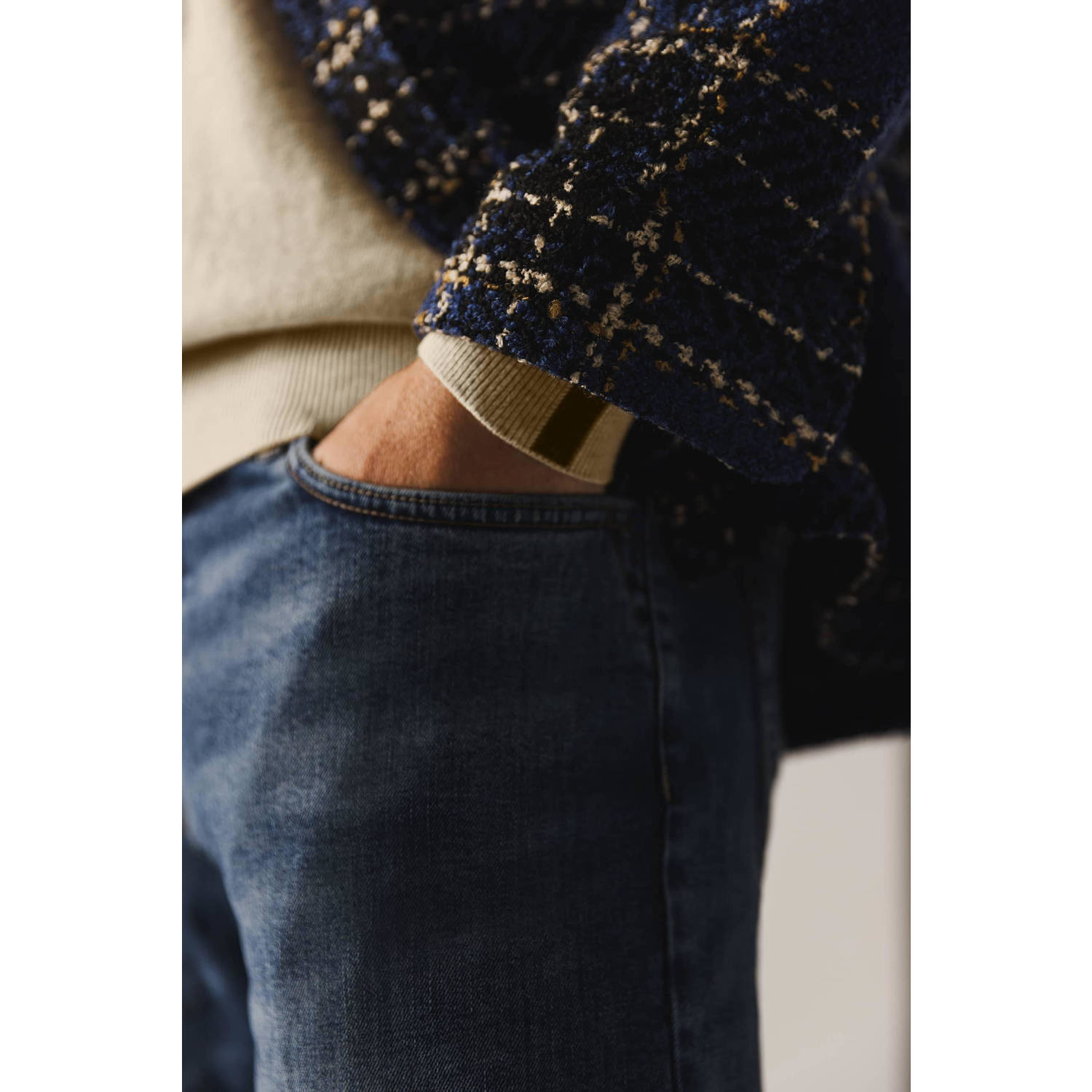 State of Art geruit overshirt blauw