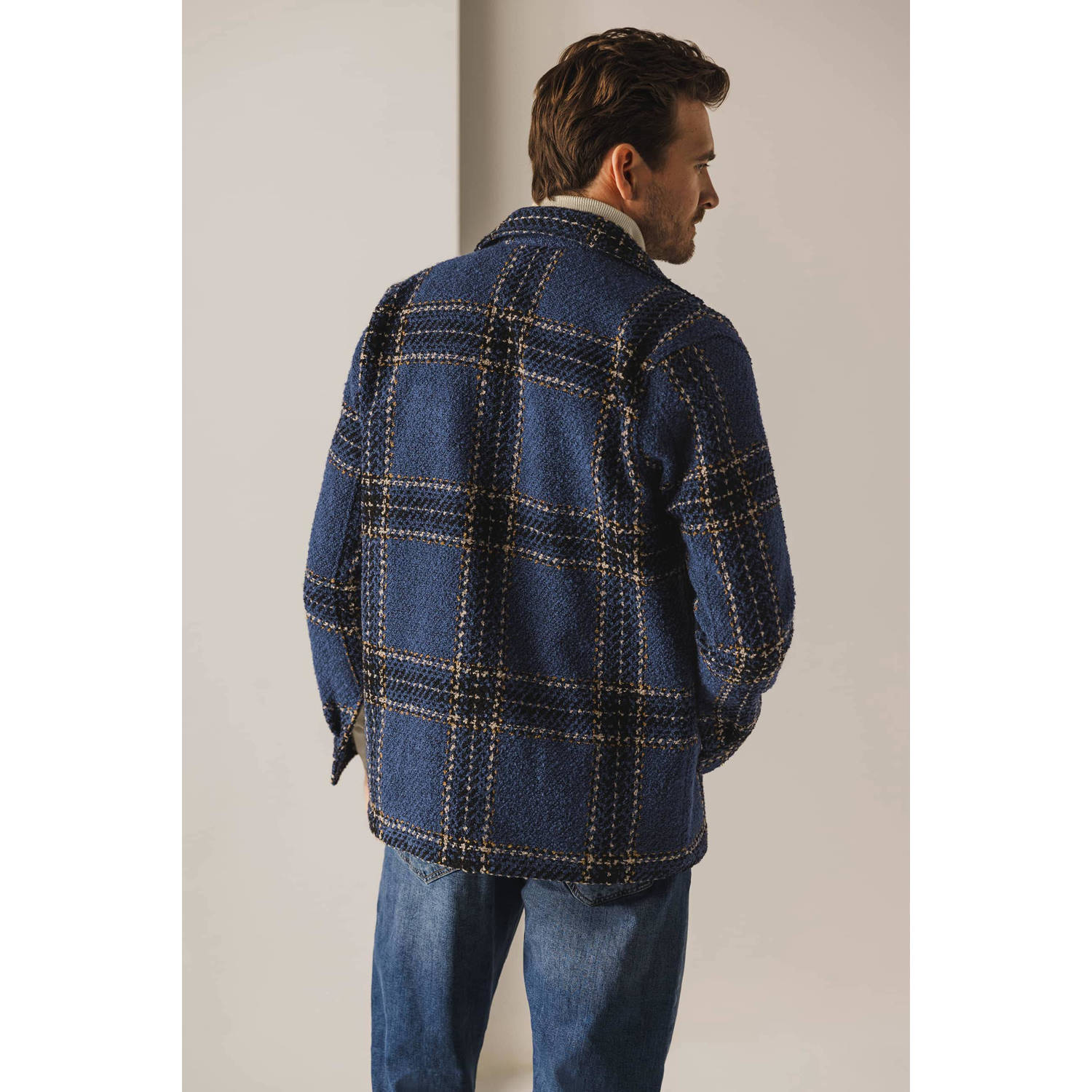 State of Art geruit overshirt blauw