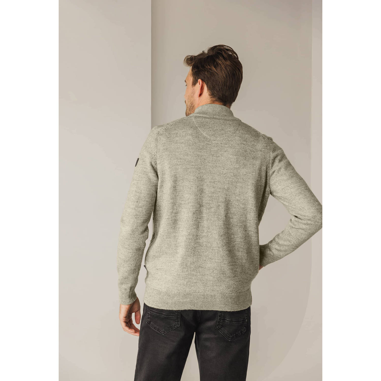 State of Art fijngebreid vest met ingebreid patroon beige