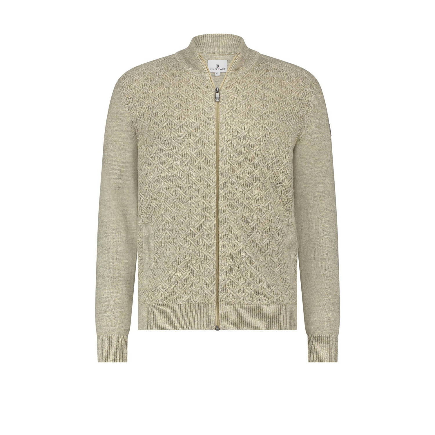 State of Art fijngebreid vest met ingebreid patroon beige