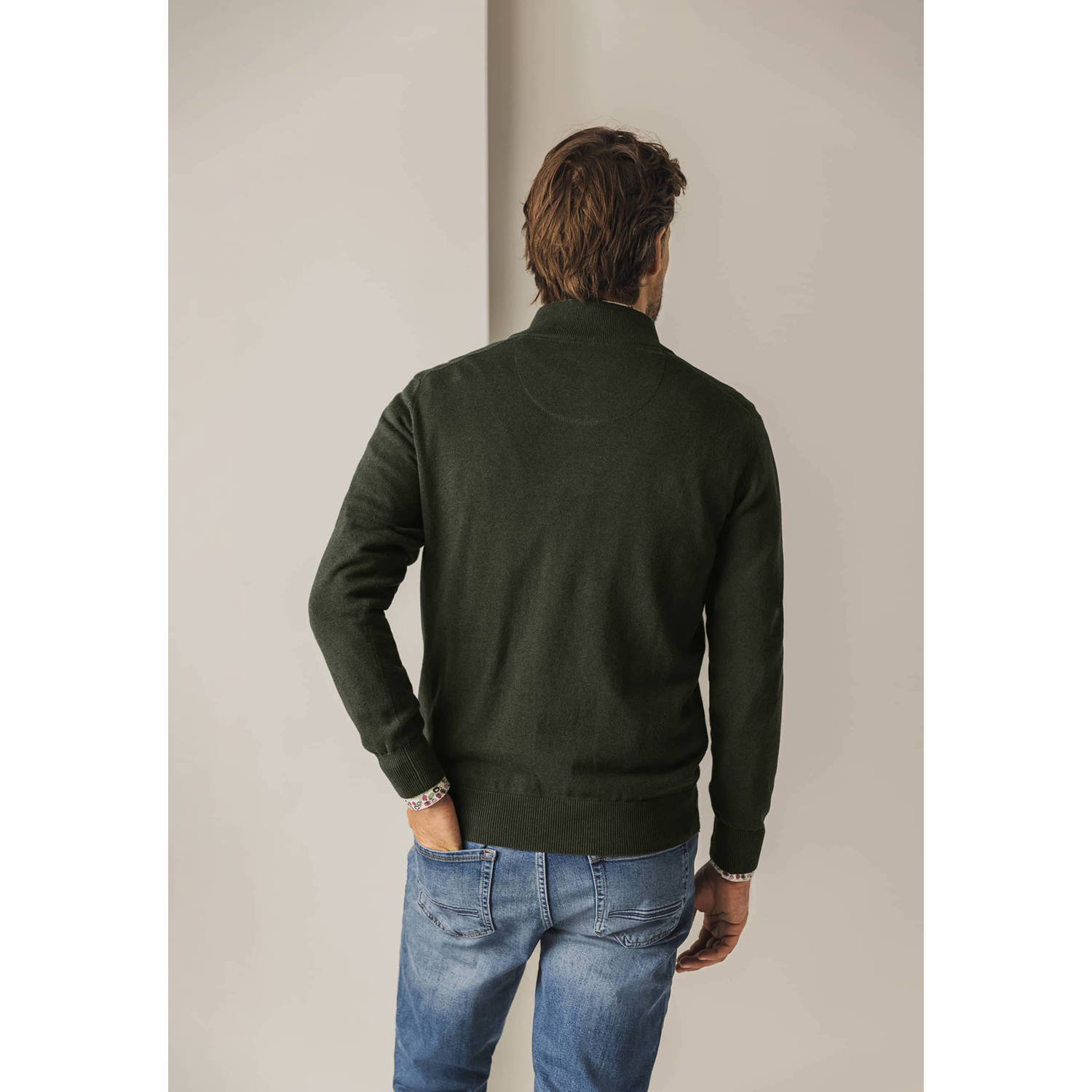 State of Art Half Zip Trui Woods Donkergroen