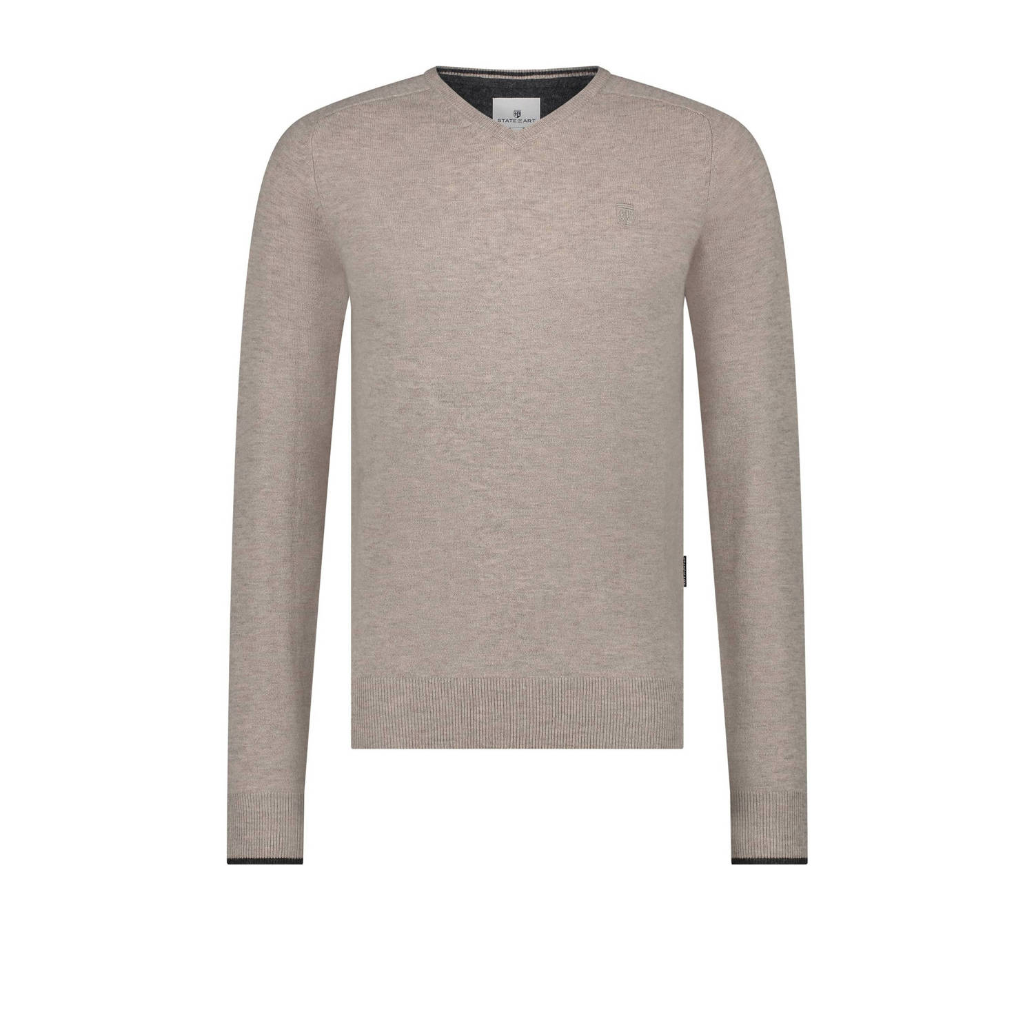 State of Art V-Neck Pullover Plai Brown Heren