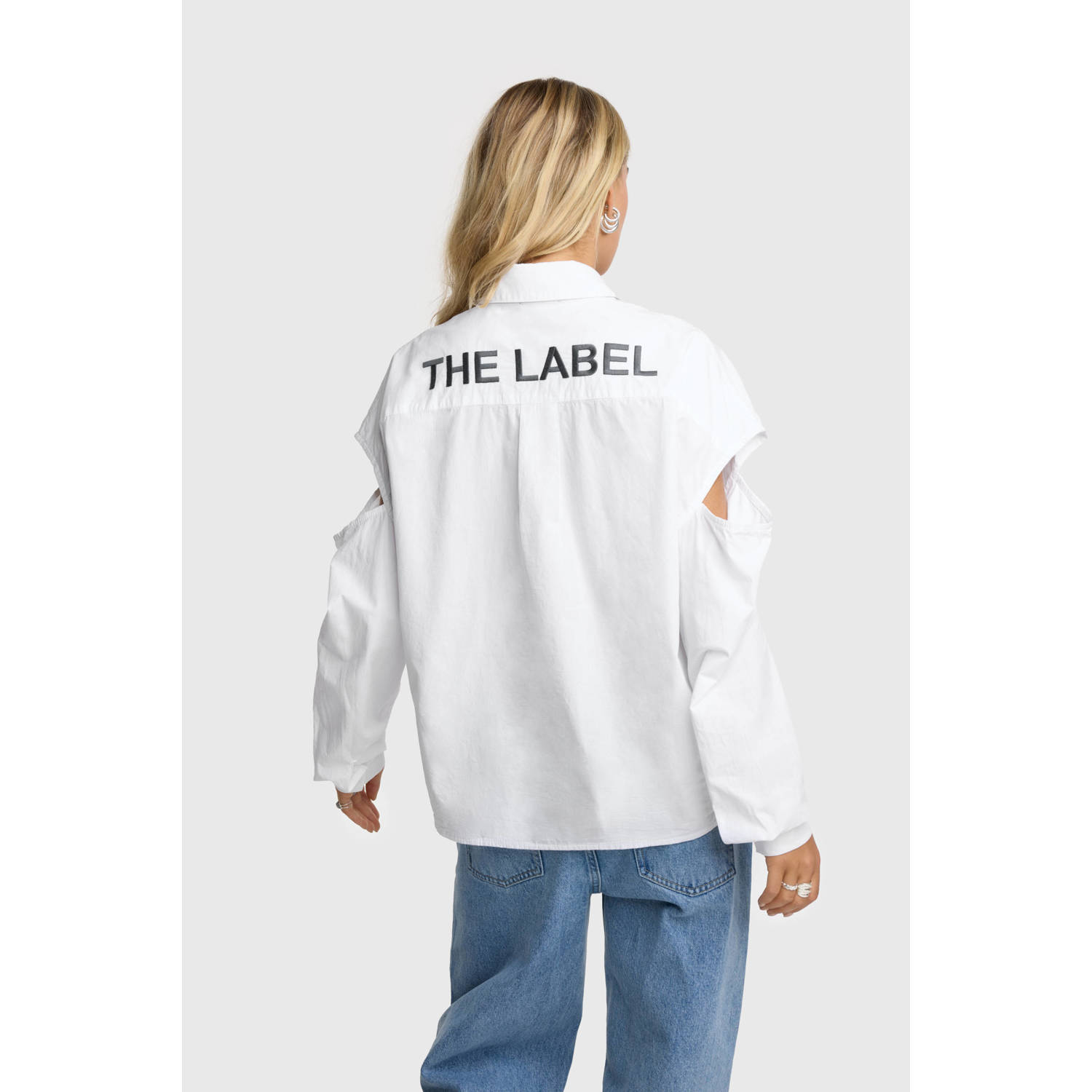 Alix the Label blouse met logo en open detail wit