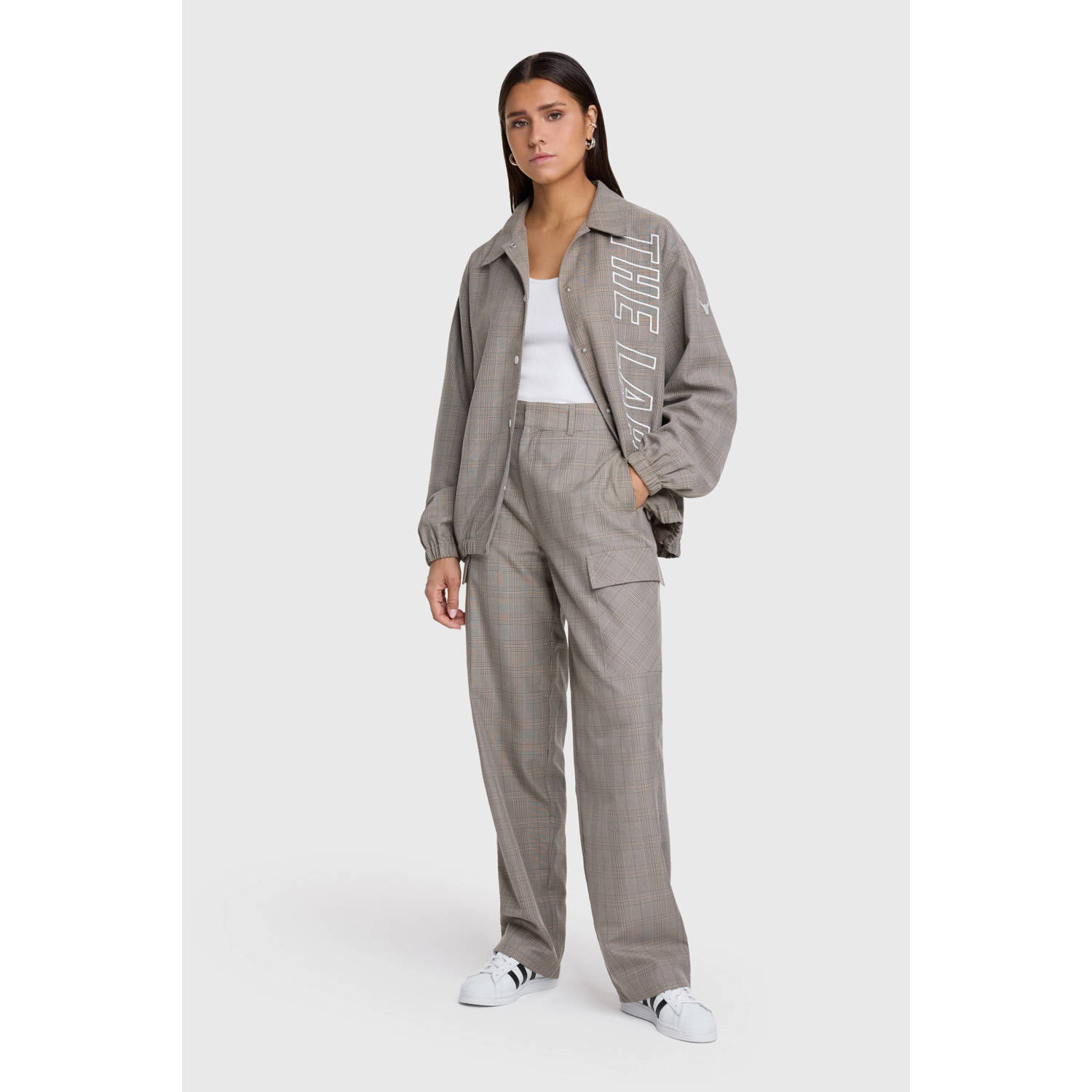 Alix the Label geruite jasje bruin lichtbruin beige