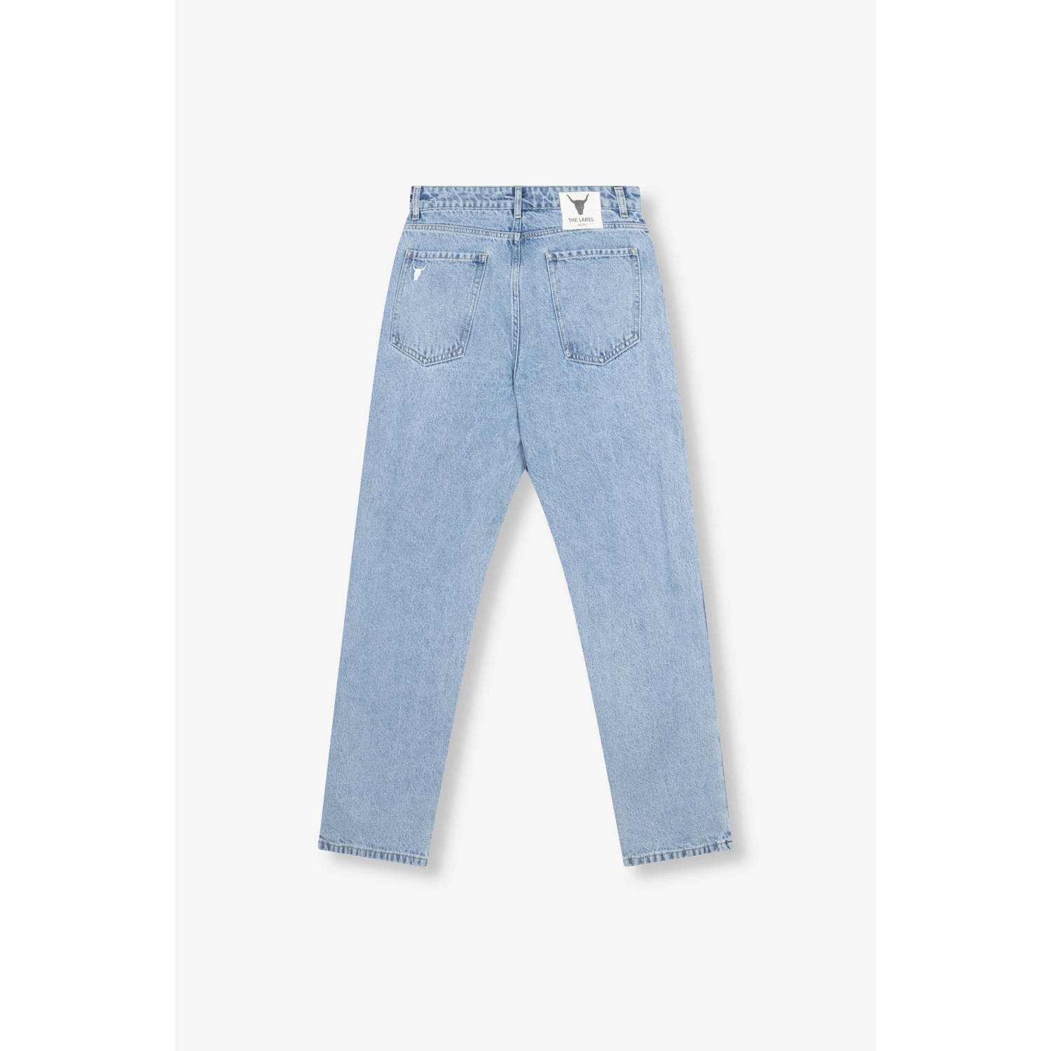 Alix the Label regular jeans met logo en borduursels light blue denim