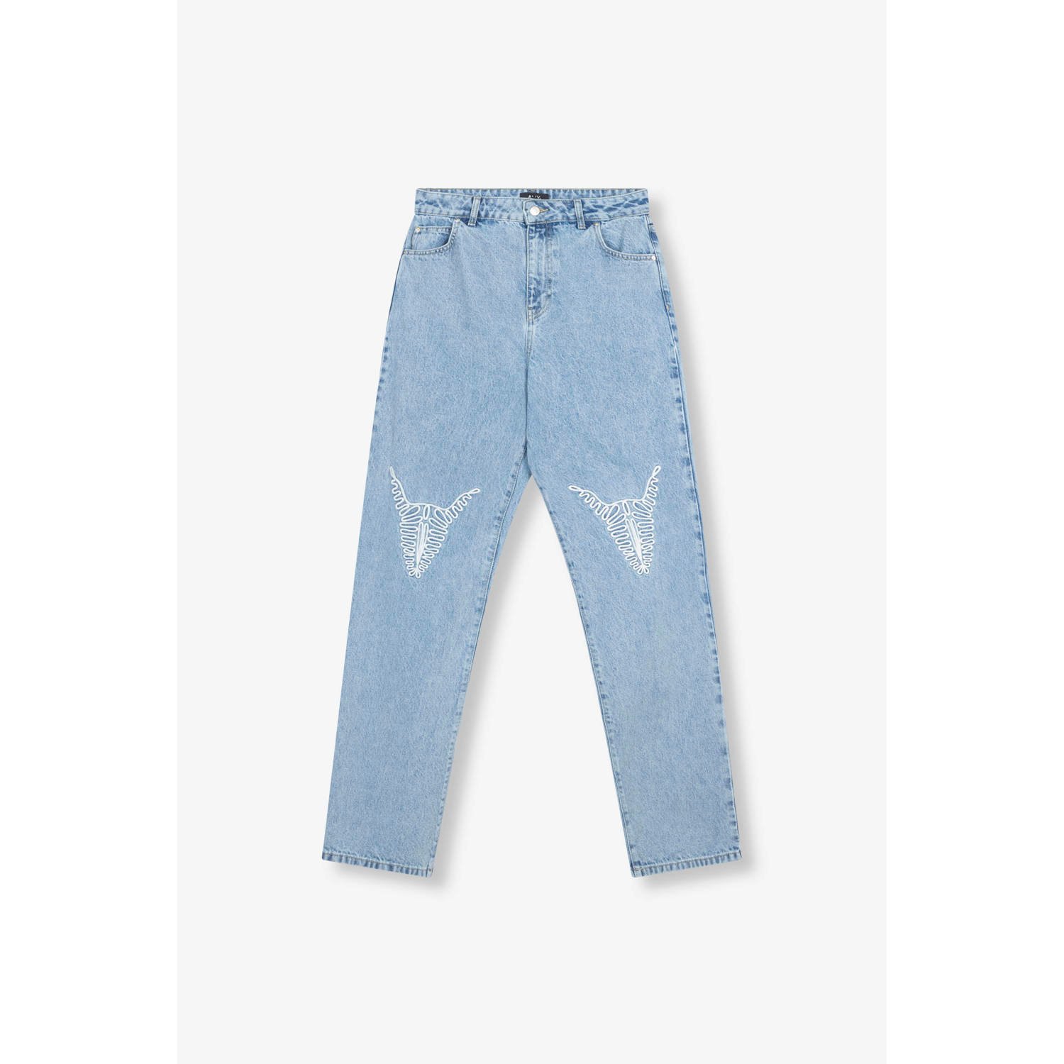 Alix the Label wide leg jeans met logo en borduursels light blue denim