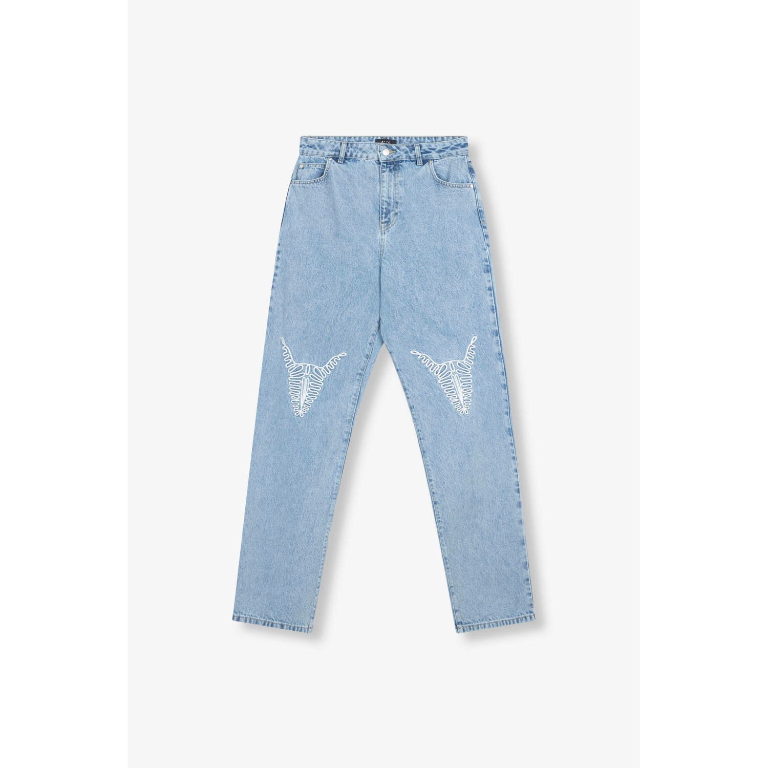 Alix the Label regular jeans met logo en borduursels light blue denim