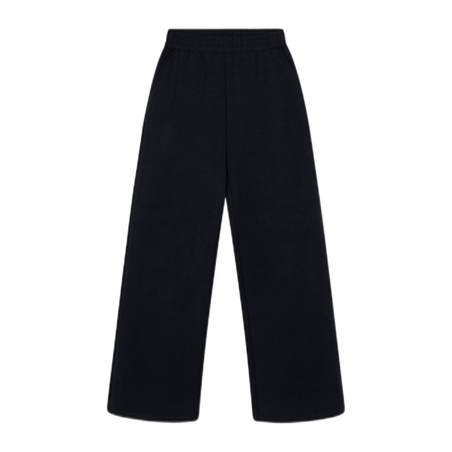 ALIX THE LABEL Dames Broeken Ladies Knitted Cupro Look Pants Zwart