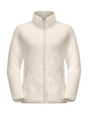 thumbnail: Ecru dames Jack Wolfskin fleecevest High Curl van polyester met effen, lange mouwen, opstaande kraag en ritssluiting