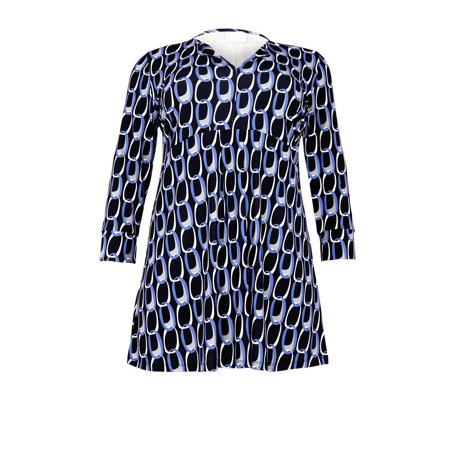 YOEK tuniek met all over print blauw zwart