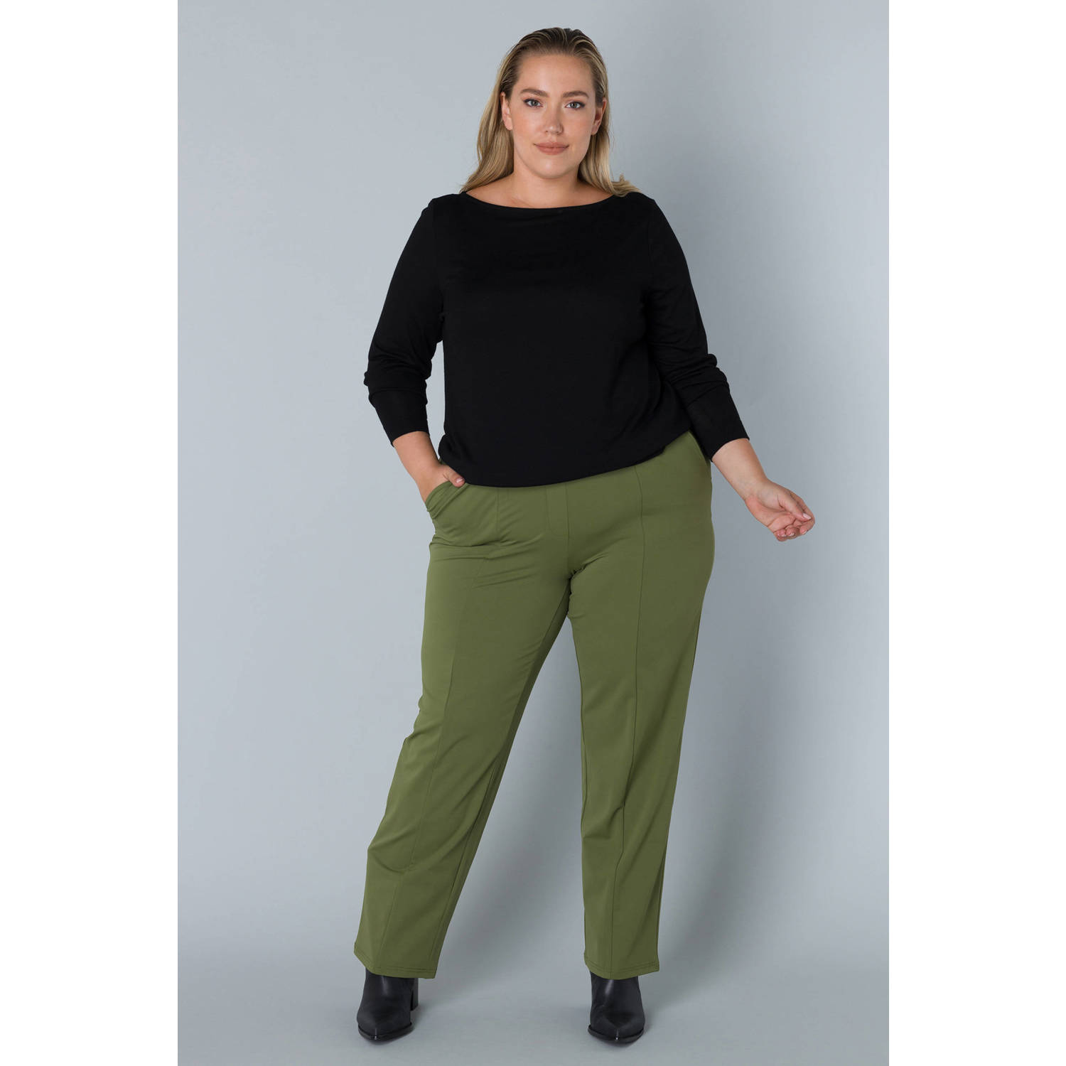 Colletta regular fit broek groen