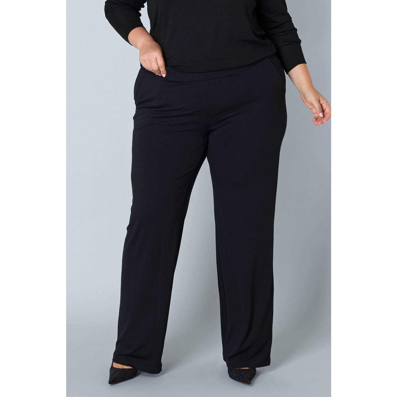 Colletta regular fit broek zwart