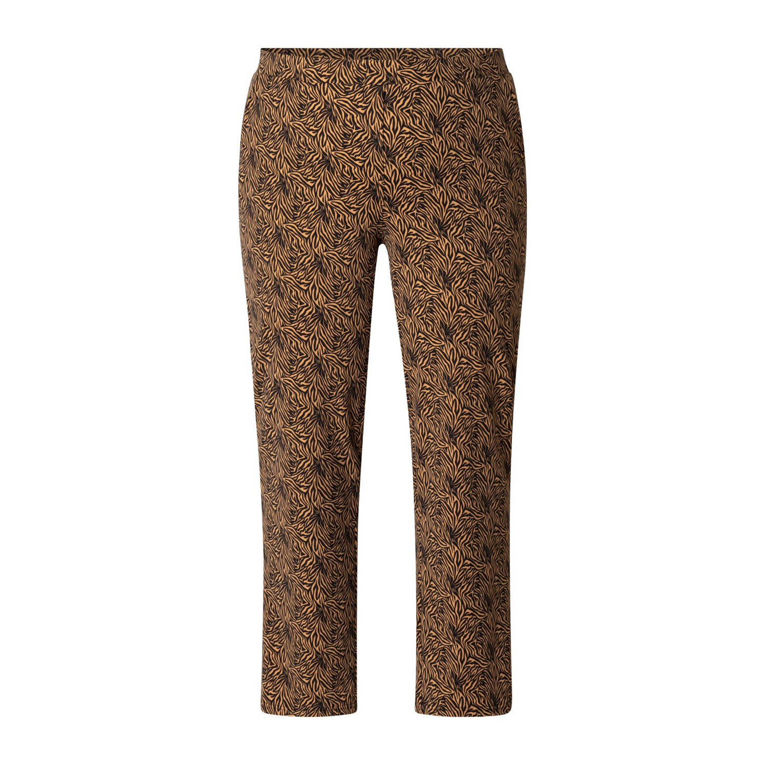 Colletta slim fit broek met all over print bruin zwart