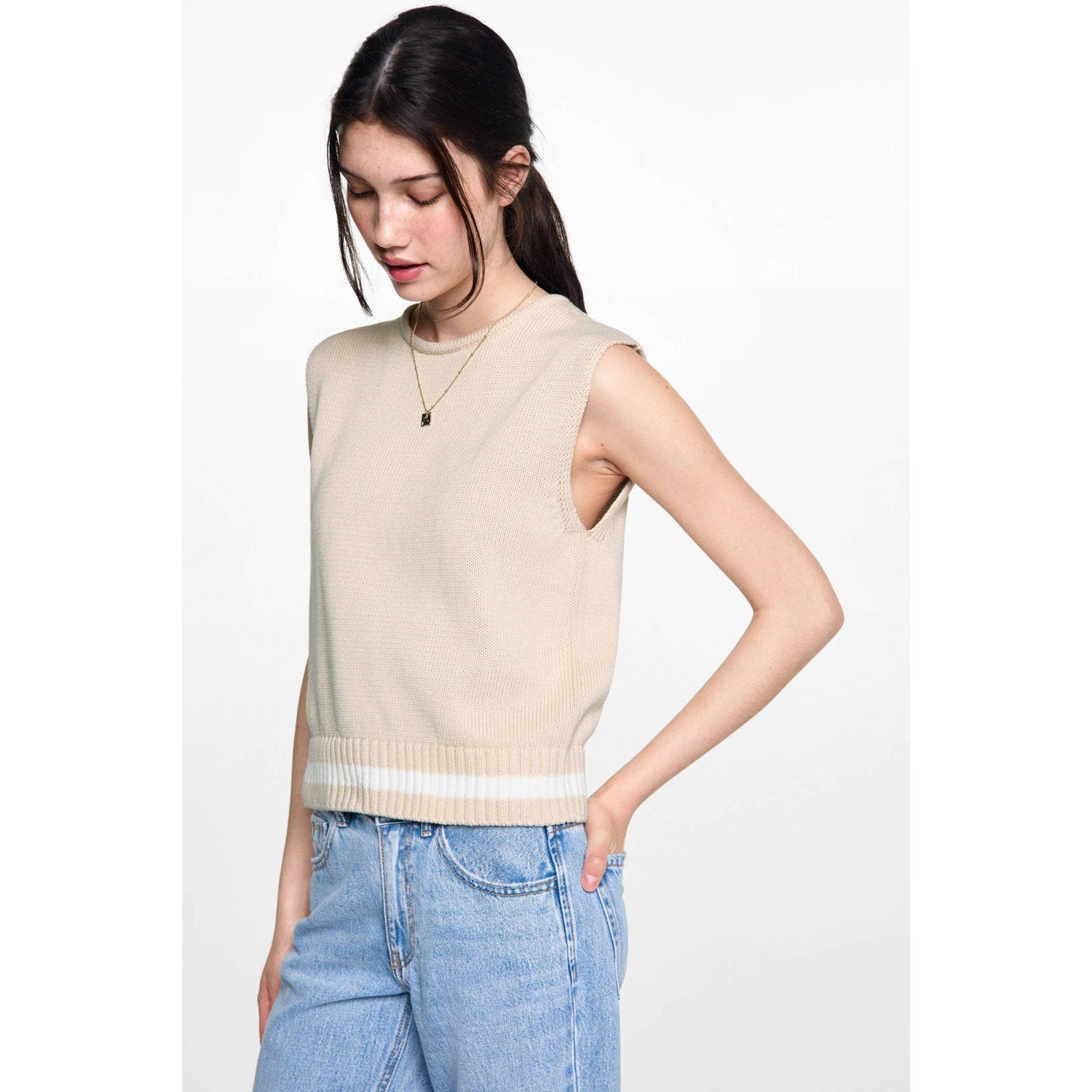 MANGO TEEN mouwloze top beige
