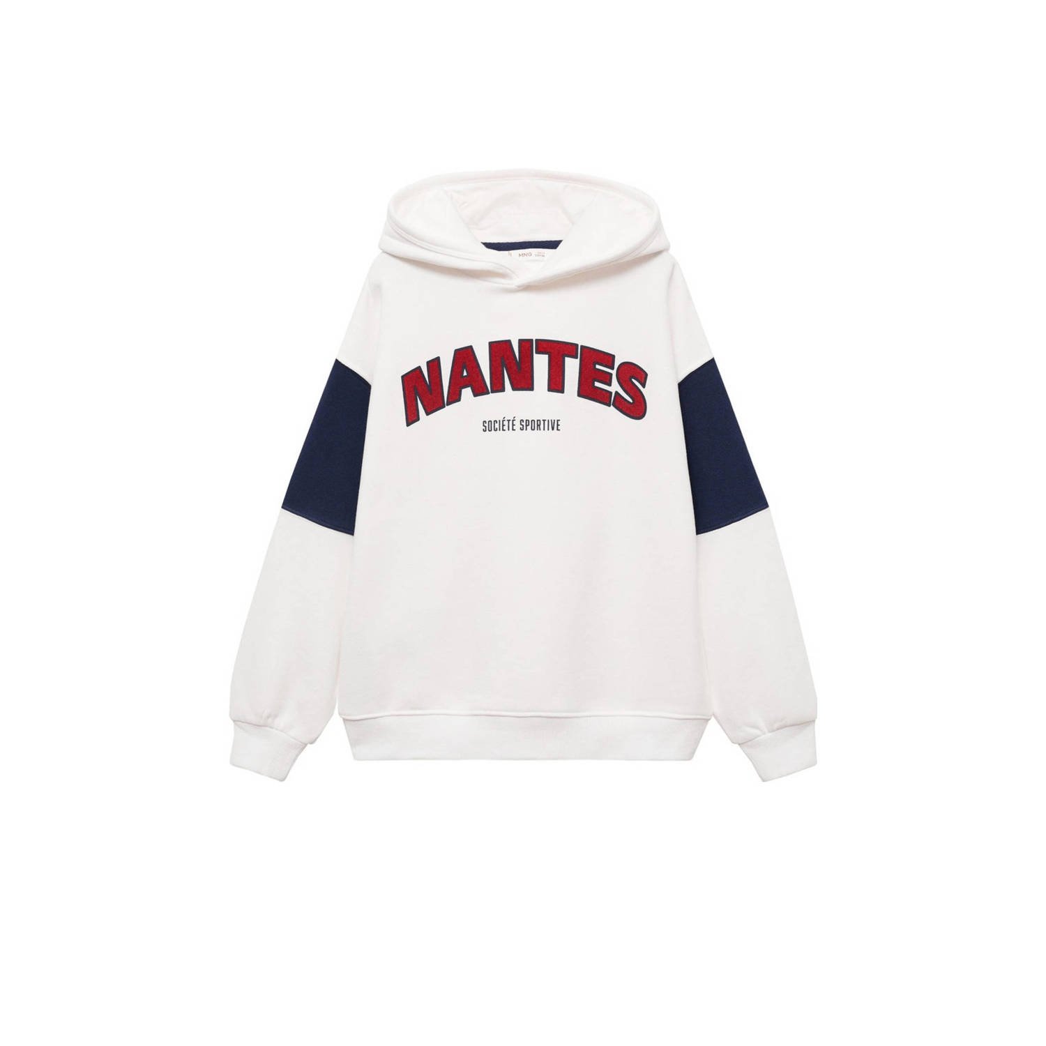 Mango Kids hoodie met tekst wit Sweater Tekst 128