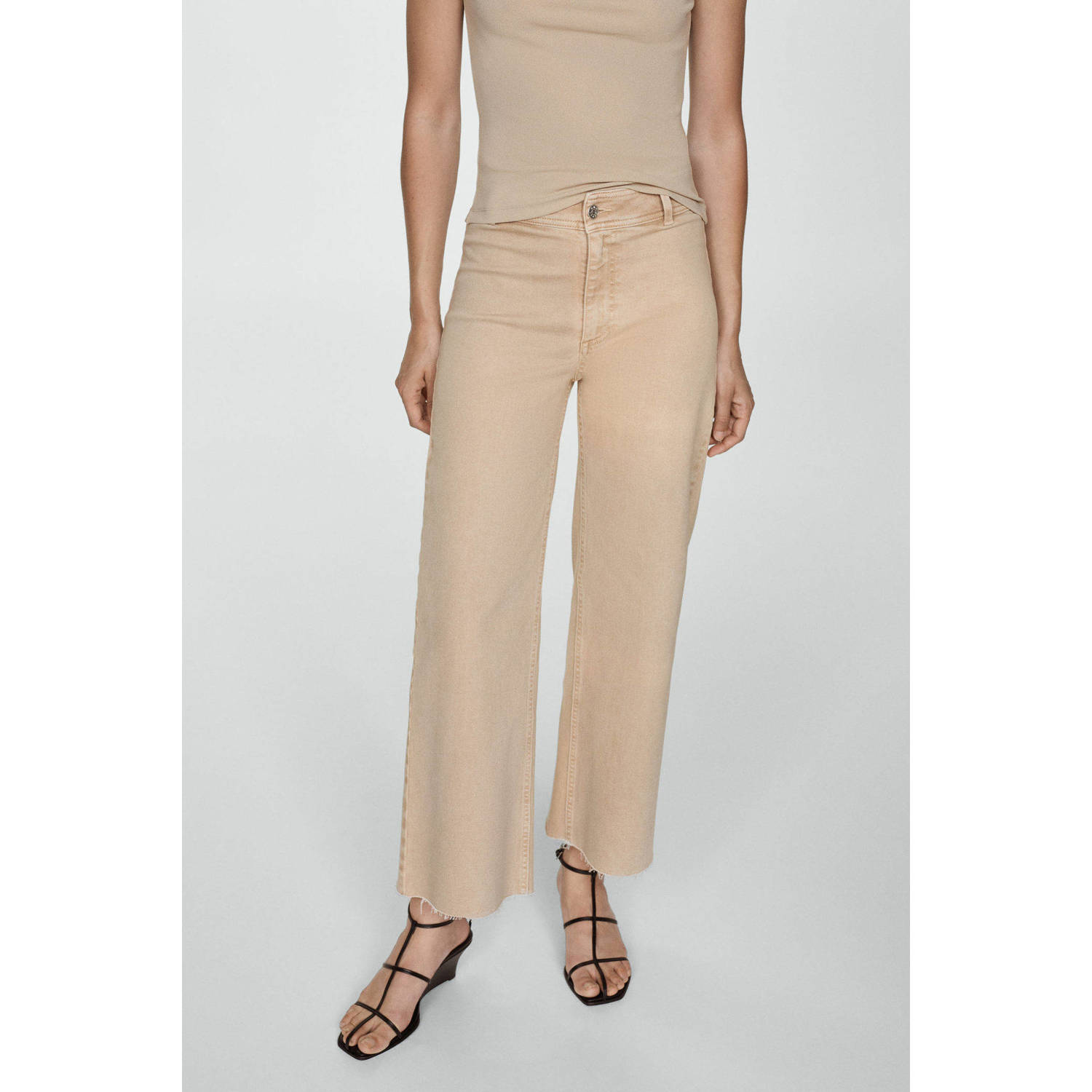 Mango straight fit broek beige
