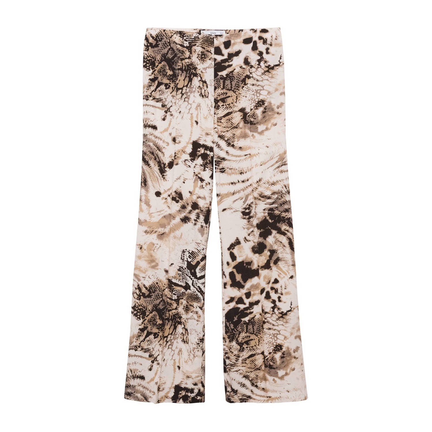 Mango high waist straight fit broek met dierenprint beige zwart