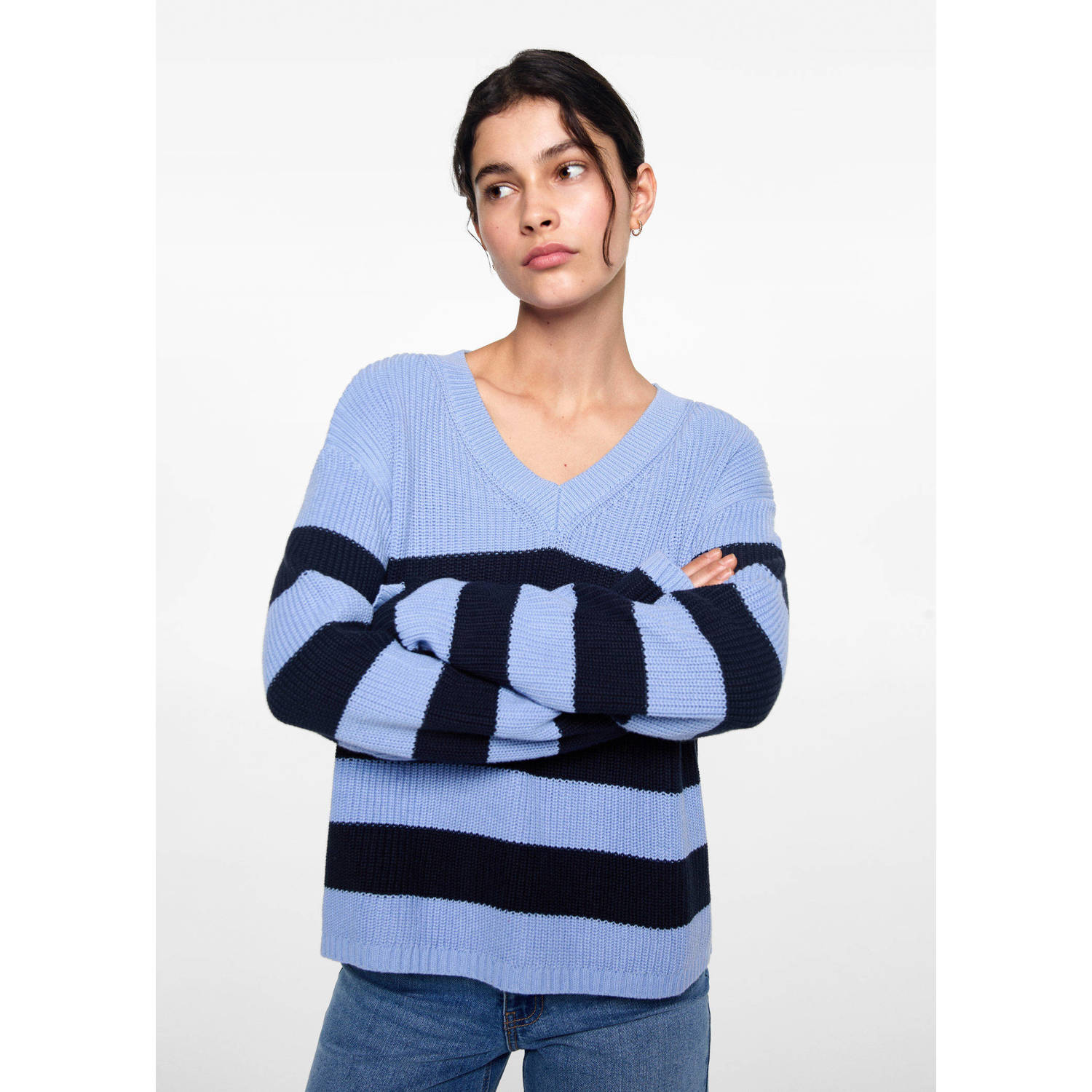 MANGO TEEN gestreepte trui middenblauw donkerblauw
