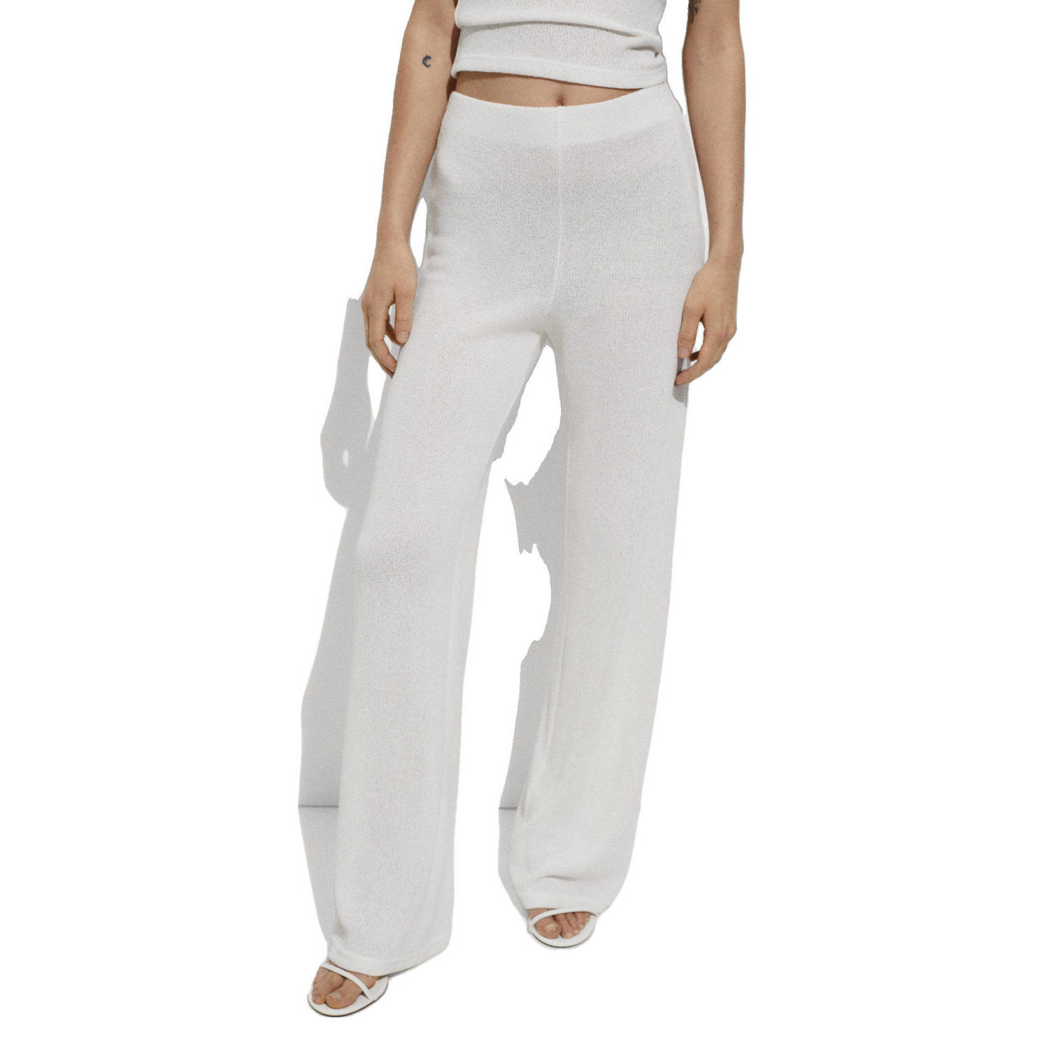 Mango straight fit broek ecru