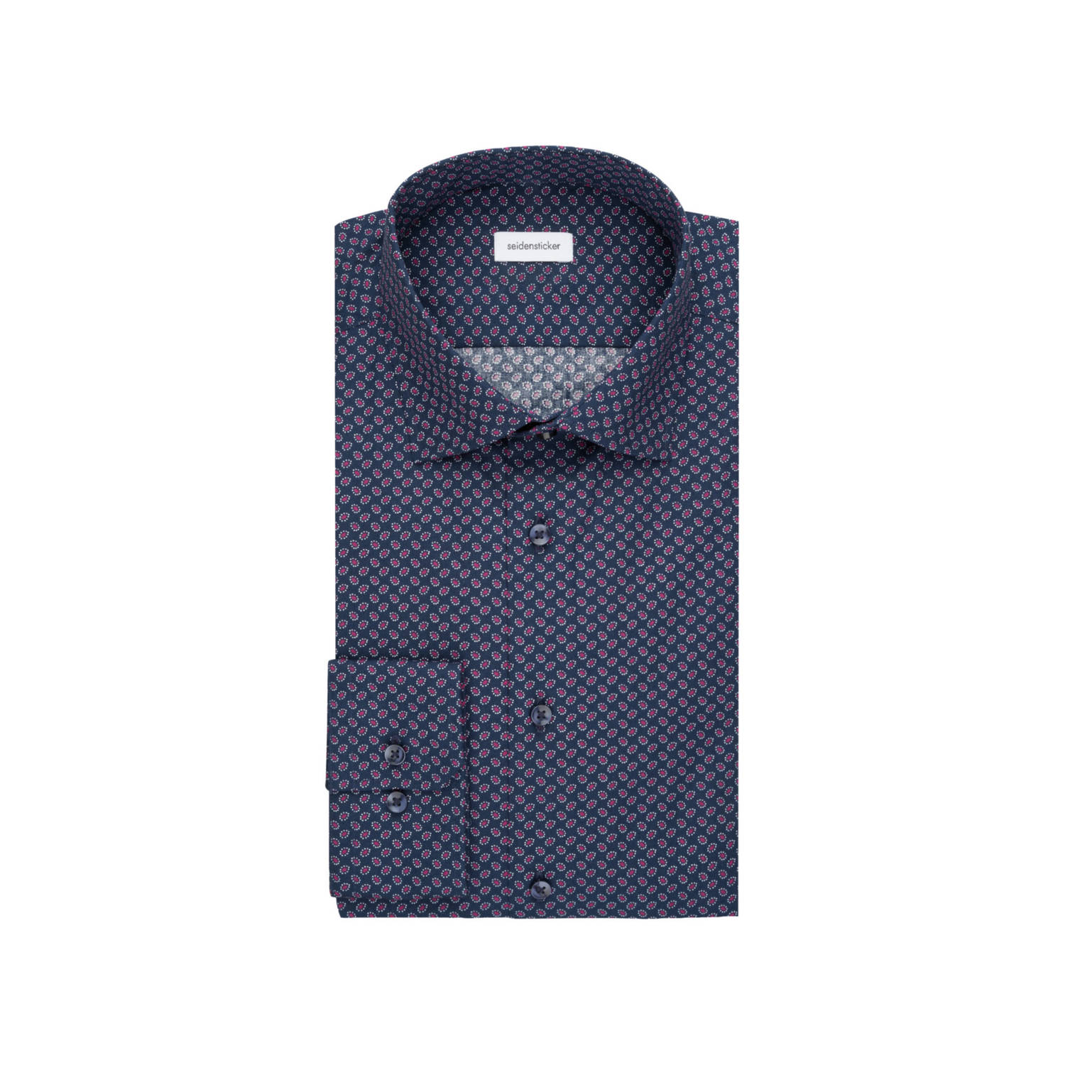 Seidensticker slim fit overhemd met printopdruk donkerblauw
