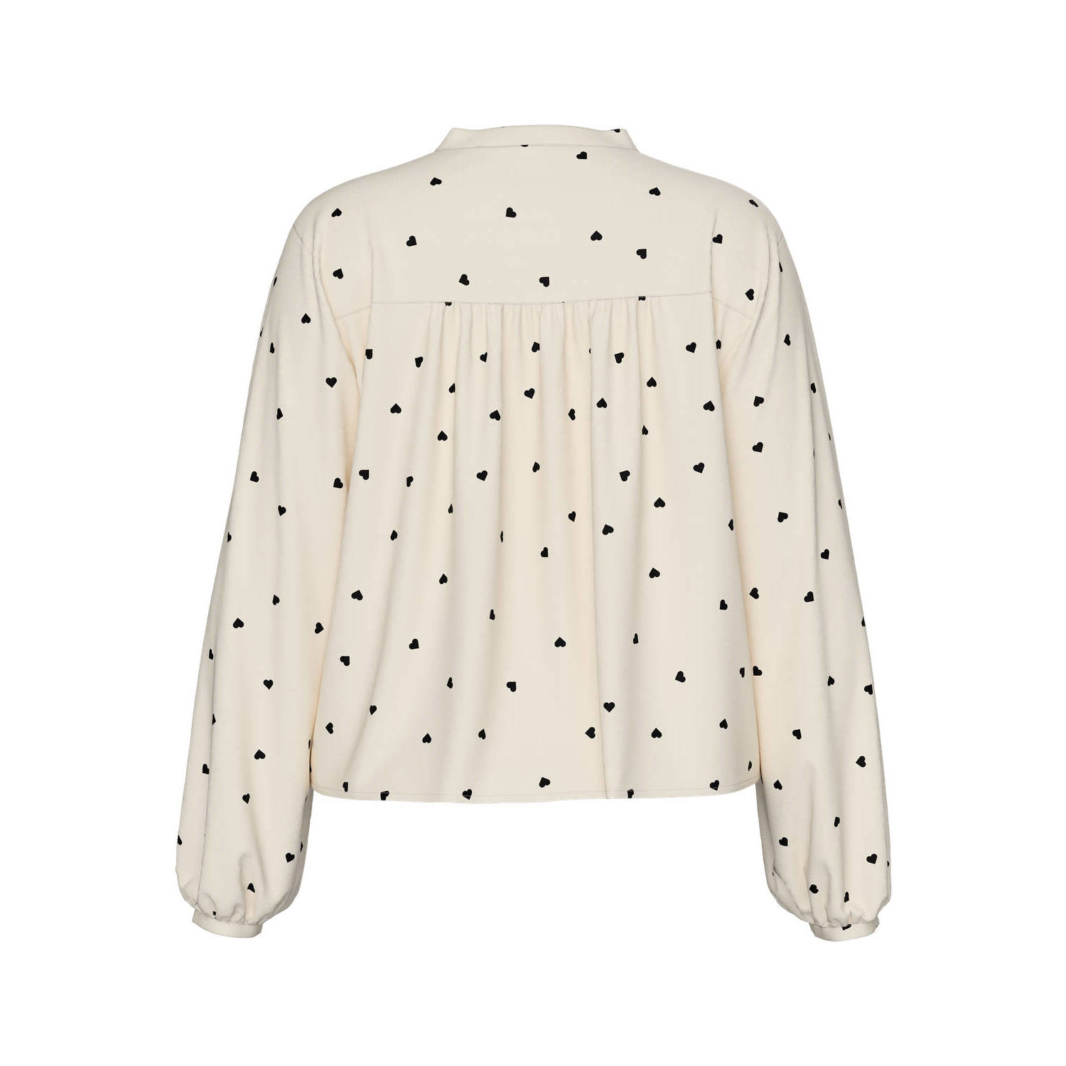 PIECES Curve top PCNINE met hartjes print ecru zwart