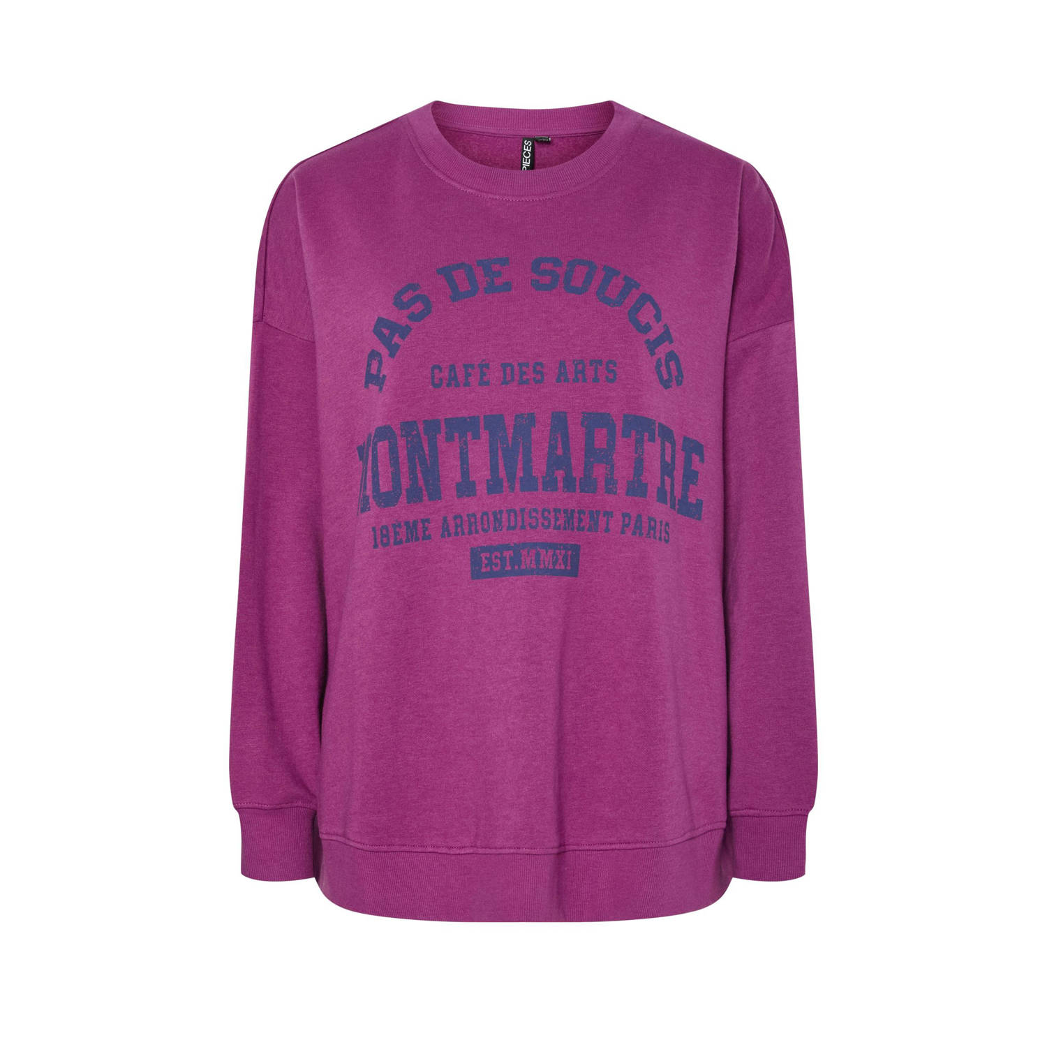 PIECES Curve sweater PCMAUDE met printopdruk paars