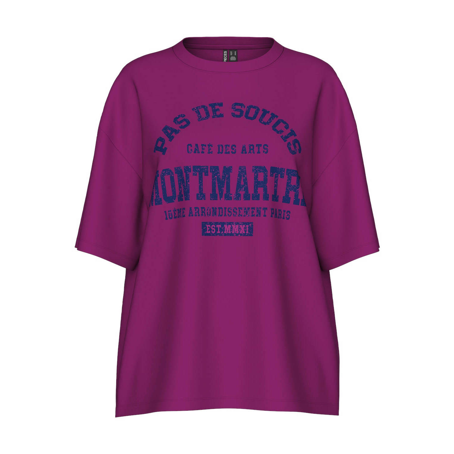 PIECES Curve T-shirt PCMAUDE met printopdruk fuchsia