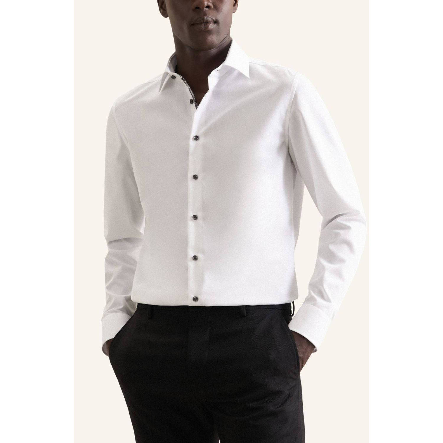 Seidensticker slim fit strijkvrij overhemd wit