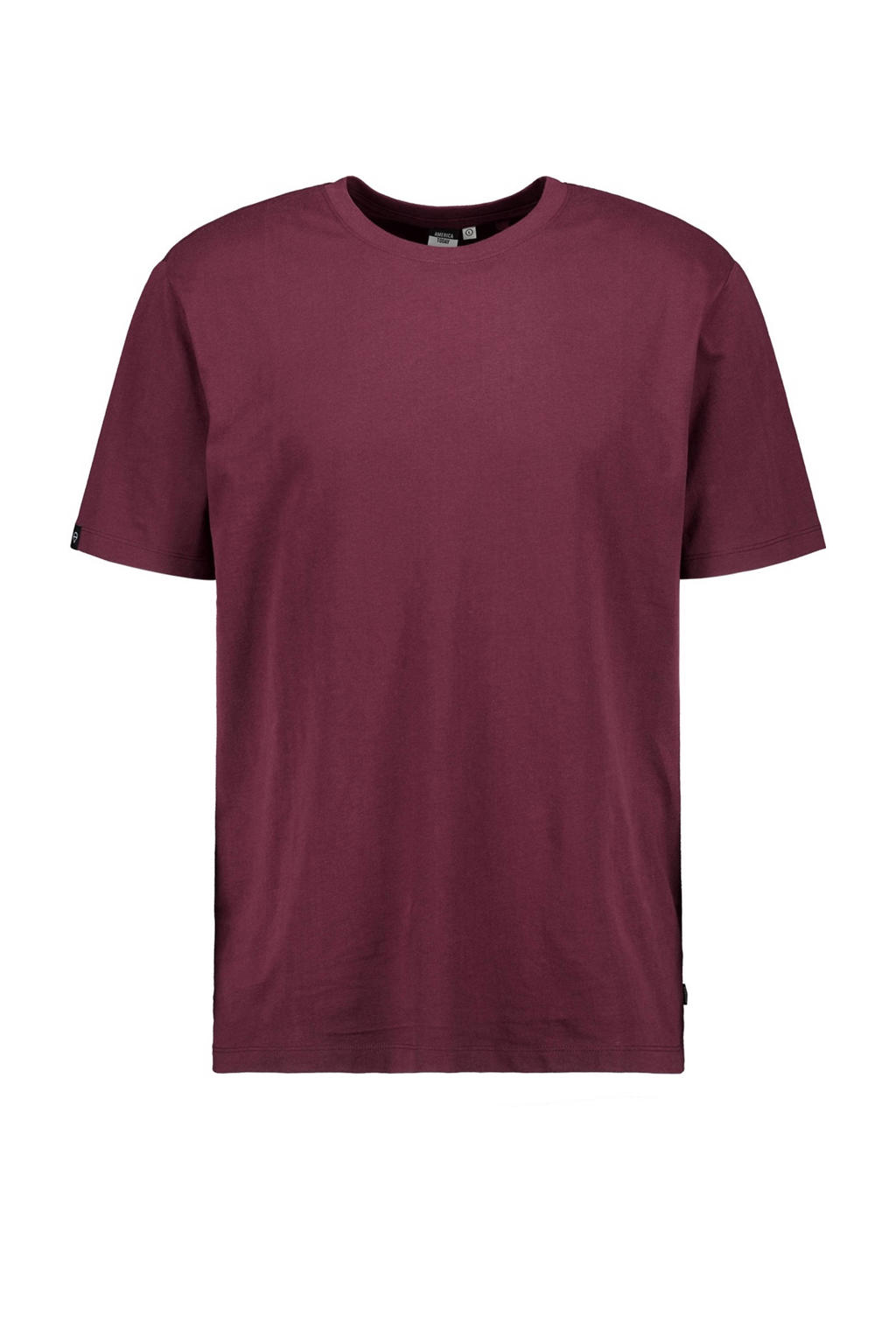 Rode heren America Today regular T-shirt van katoen met effen, korte mouwen en ronde hals