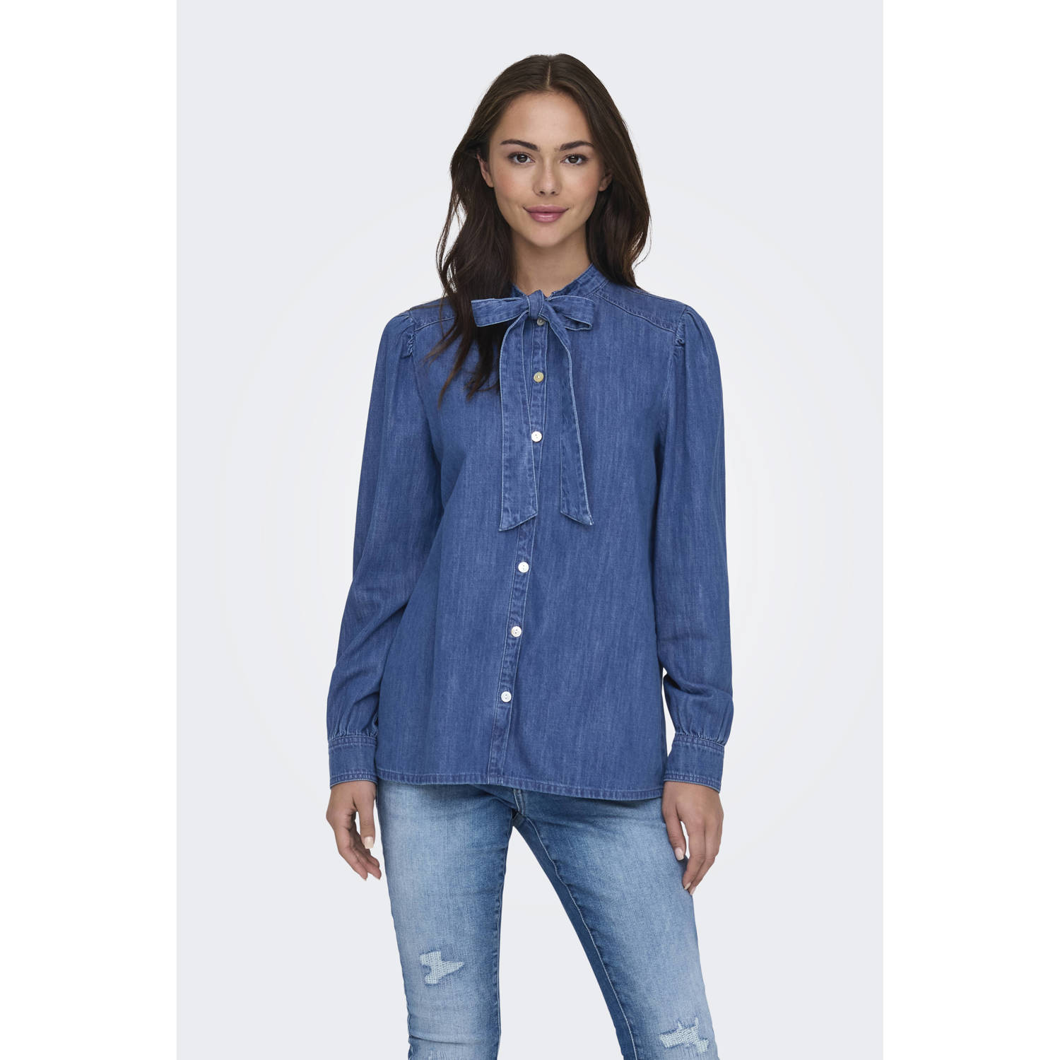ONLY denim blouse ONLAKIRA medium blue denim