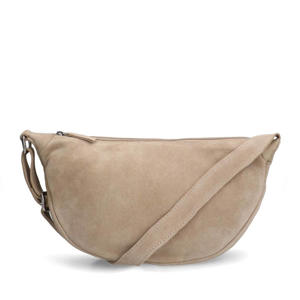 suede crossbody tas beige