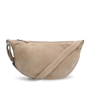 suede crossbody tas beige