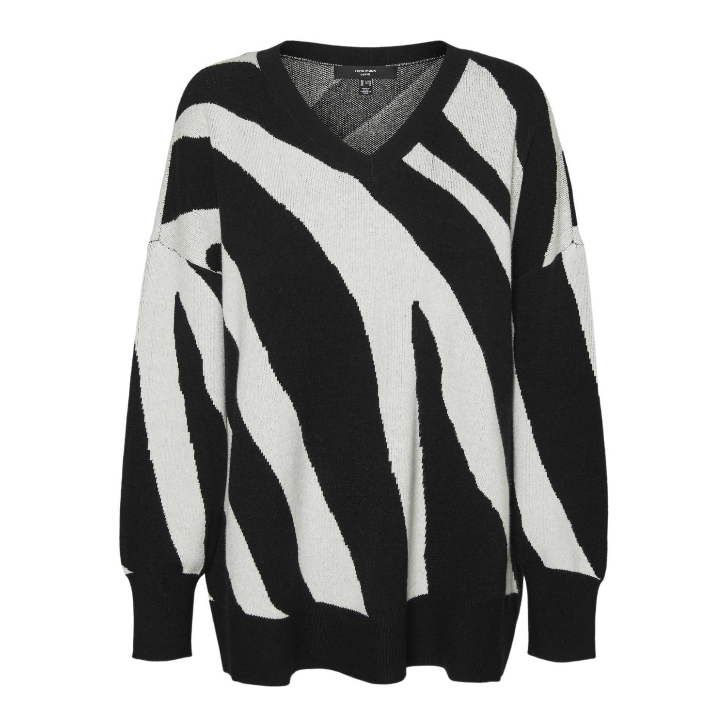 VERO MODA CURVE gebreide trui VMCNANCY met zebraprint
